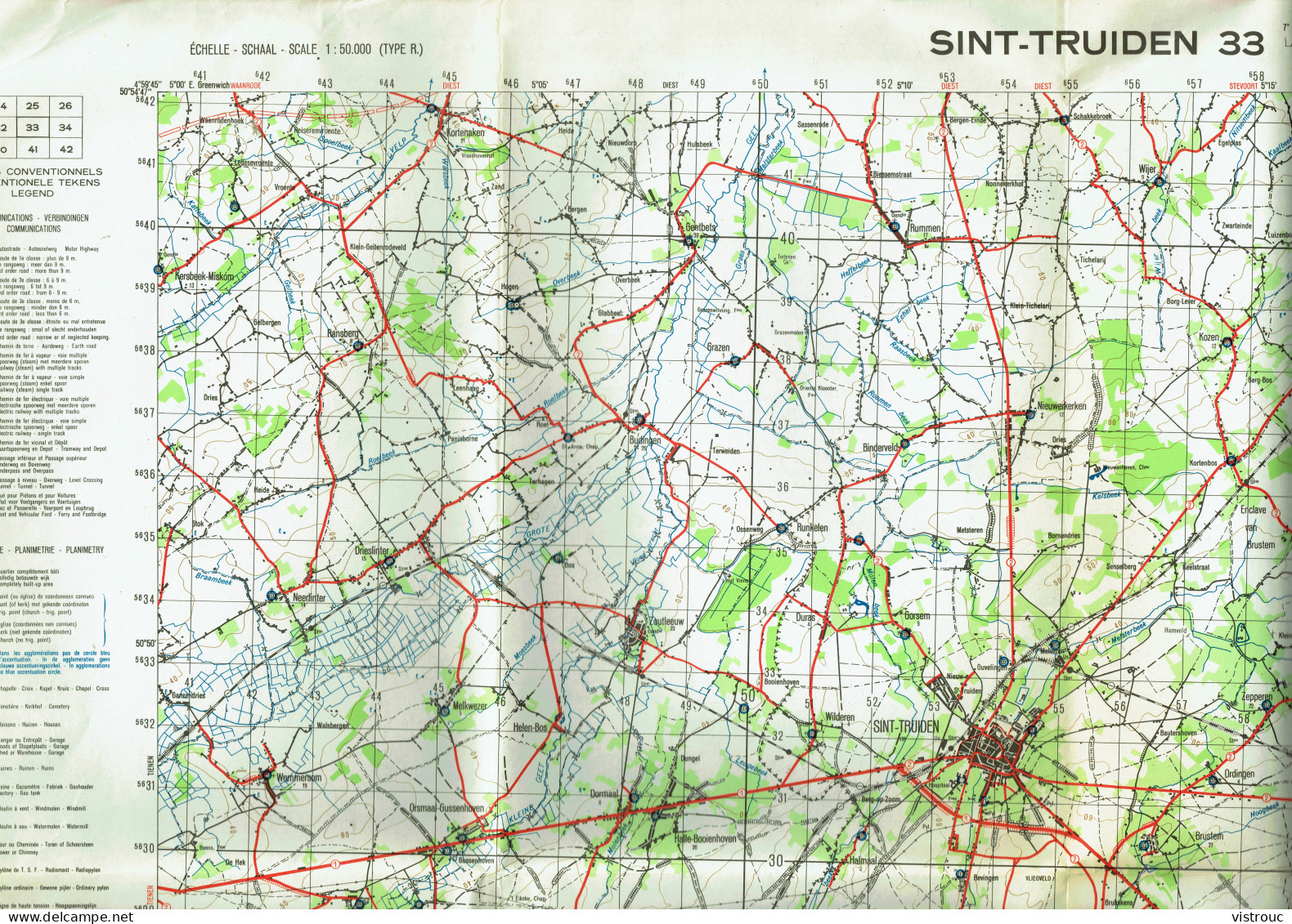 Institut Géographique Militaire Be - "SAINT-TROND - SINT-TRUIDEN" - N° 33 - Edition: 1964 - Echelle 1/50.000 - Cartes Topographiques