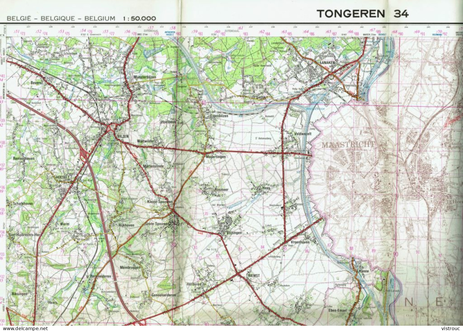 Institut Géographique Militaire Be - "TONGRES-TONGEREN" - N° 34 - Edition: 1977 - Echelle 1/50.000 - Cartes Topographiques