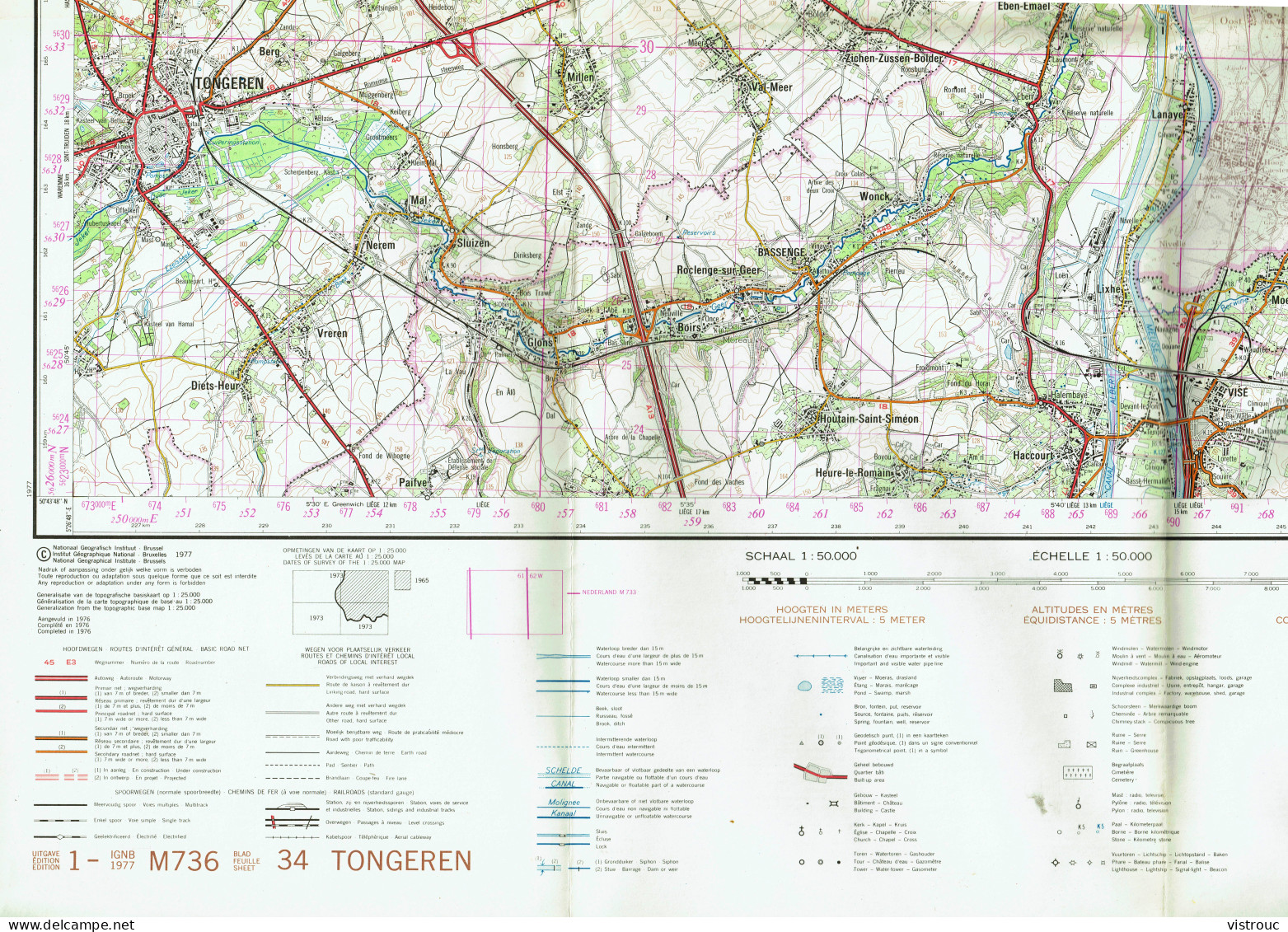 Institut Géographique Militaire Be - "TONGRES-TONGEREN" - N° 34 - Edition: 1977 - Echelle 1/50.000 - Topographische Kaarten