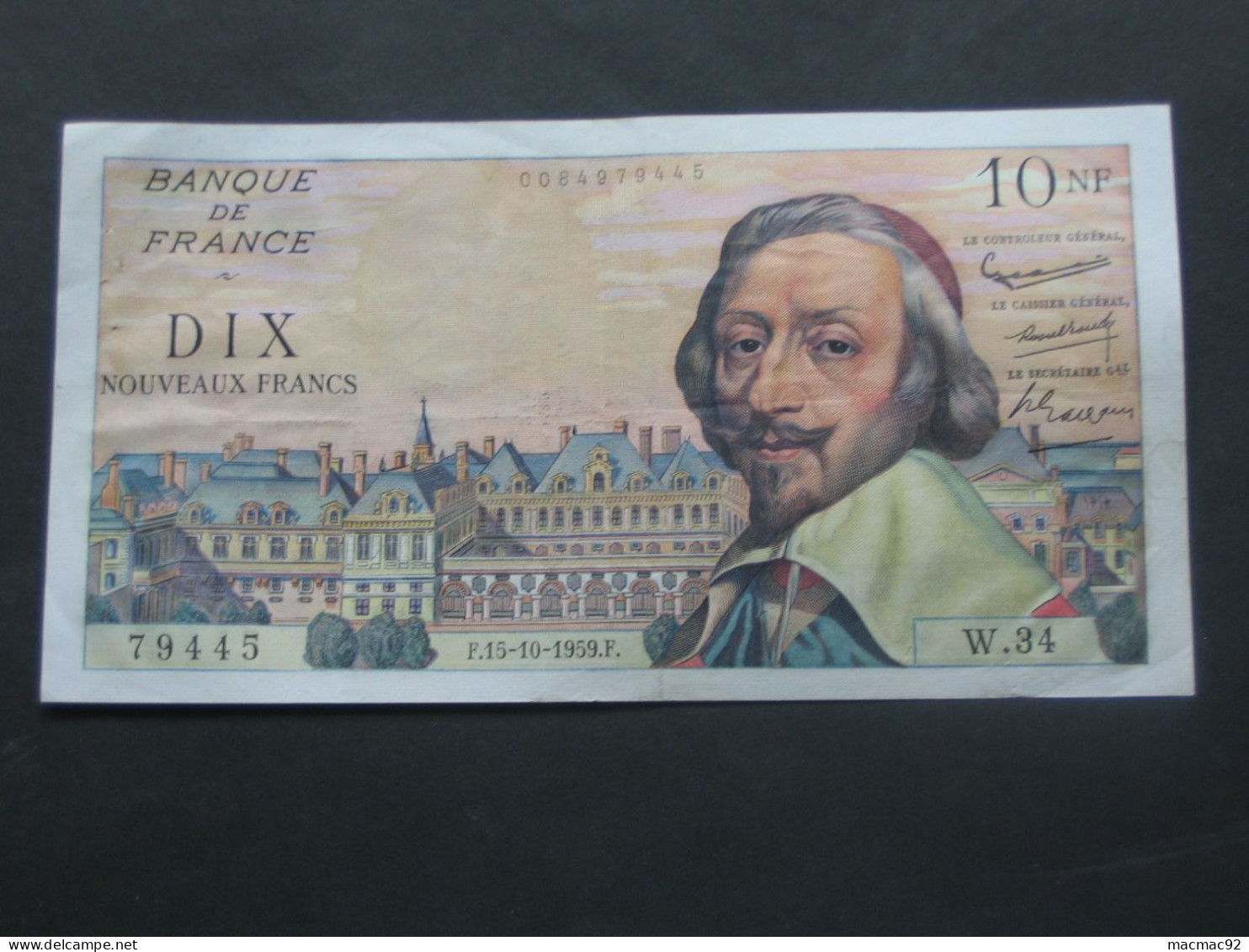 10 Dix Nouveaux Francs RICHELIEU 15-10-1959     **** EN ACHAT IMMEDIAT **** - 10 NF 1959-1963 ''Richelieu''