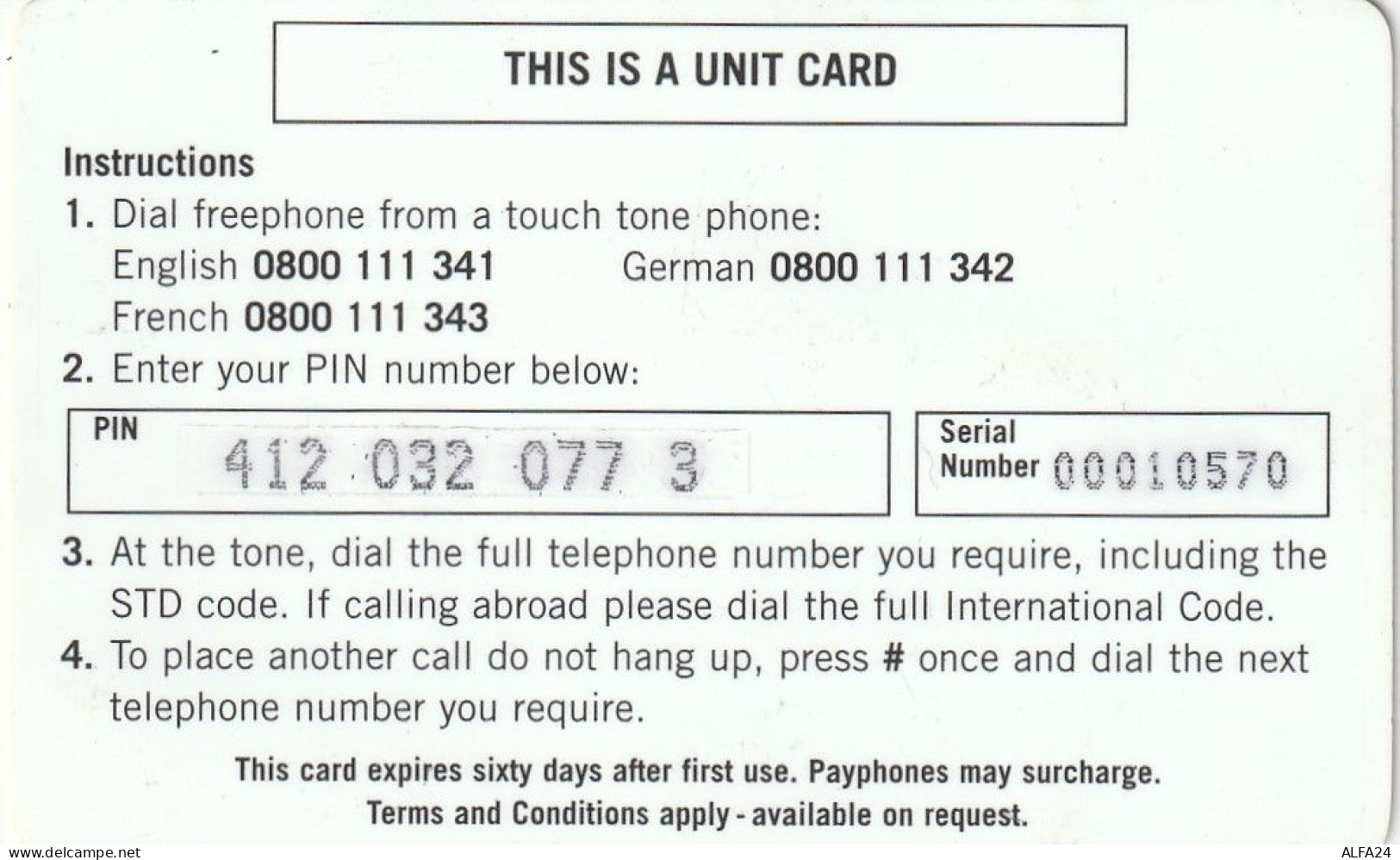 PREPAID PHONE CARD GERMANIA  (CV4220 - GSM, Voorafbetaald & Herlaadbare Kaarten