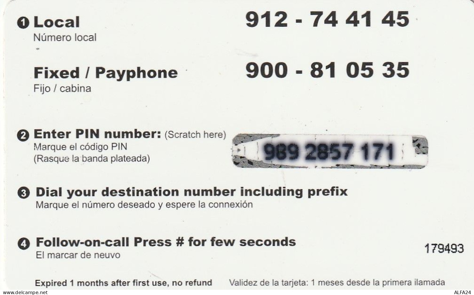 PREPAID PHONE CARD SPAGNA  (CV4214 - Otros & Sin Clasificación