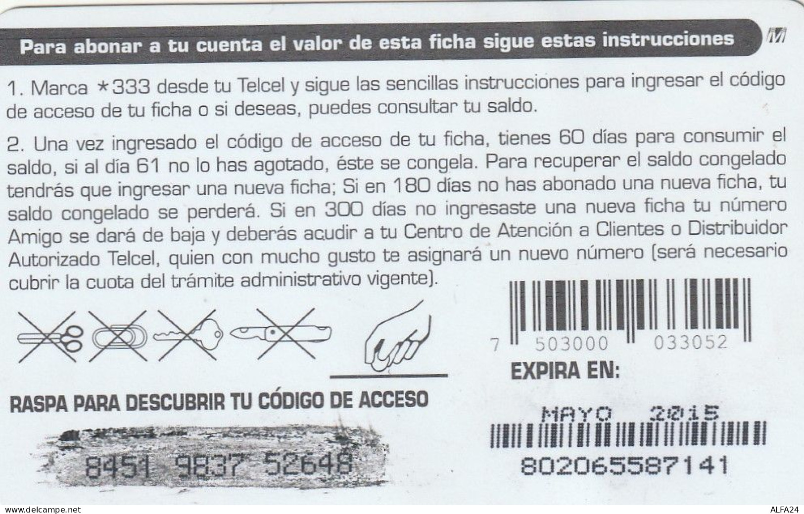 PREPAID PHONE CARD MESSICO  (CV4150 - Mexiko