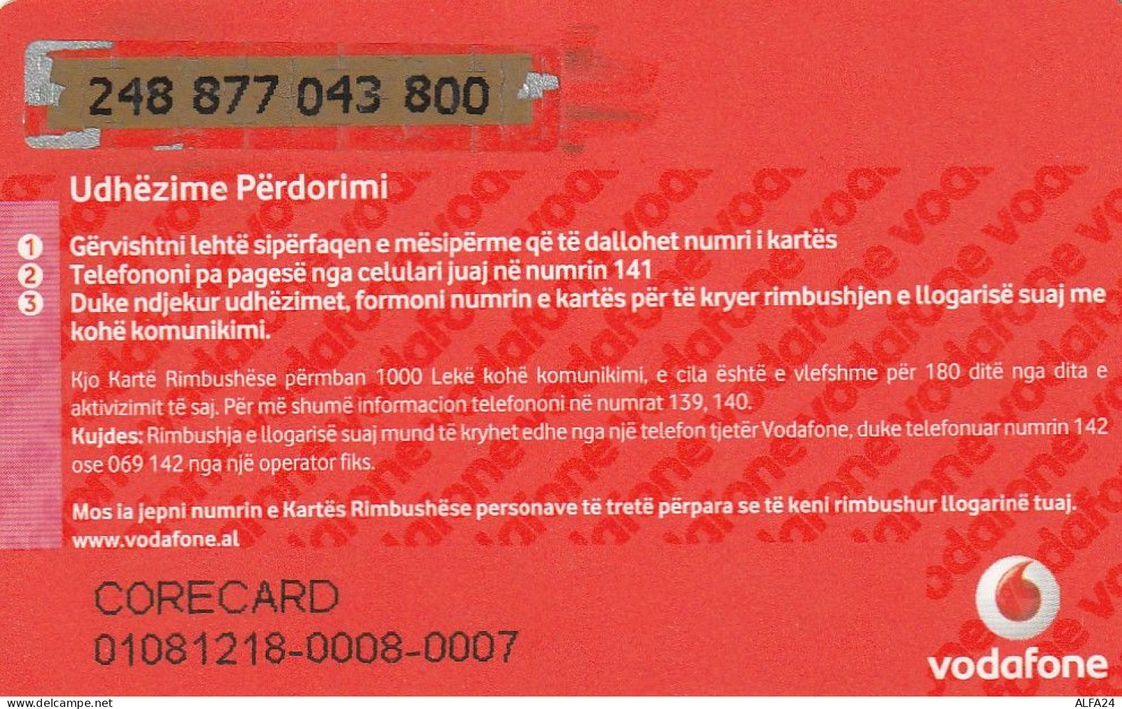 PREPAID PHONE CARD ALBANIA  (CV4156 - Albanien