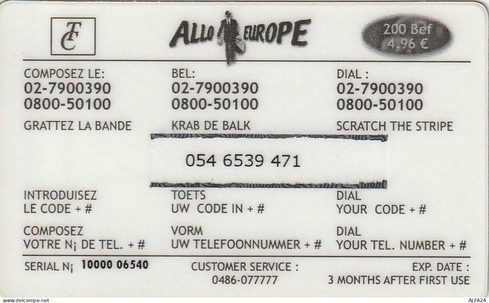 PREPAID PHONE CARD BELGIO  (CV2989 - GSM-Kaarten, Herlaadbaar & Voorafbetaald