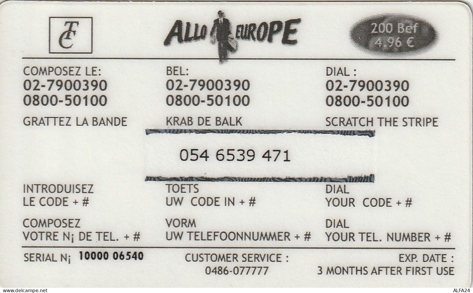 PREPAID PHONE CARD BELGIO  (CV2989 - Carte GSM, Ricarica & Prepagata