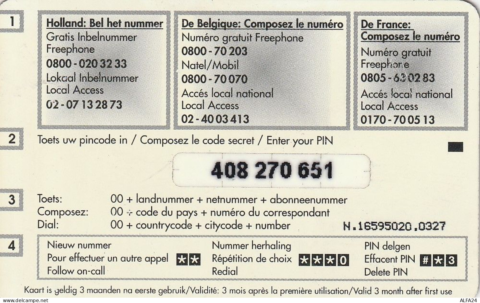 PREPAID PHONE CARD BELGIO  (CV2955 - GSM-Kaarten, Herlaadbaar & Voorafbetaald