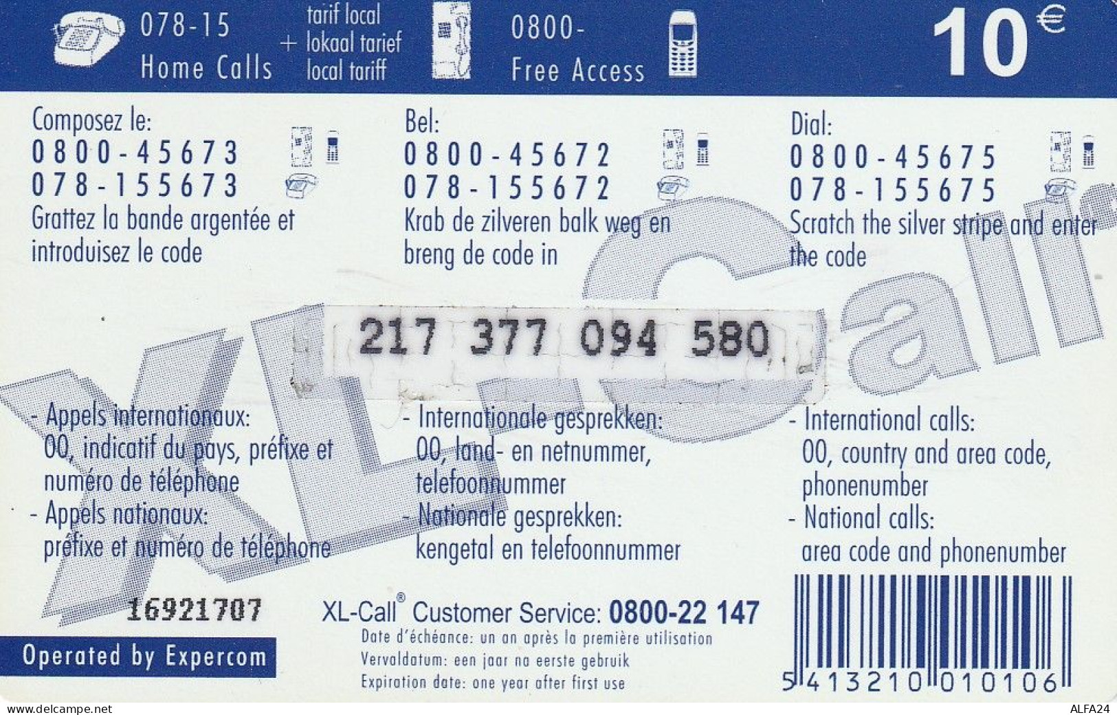 PREPAID PHONE CARD BELGIO  (CV2946 - [2] Prepaid & Refill Cards