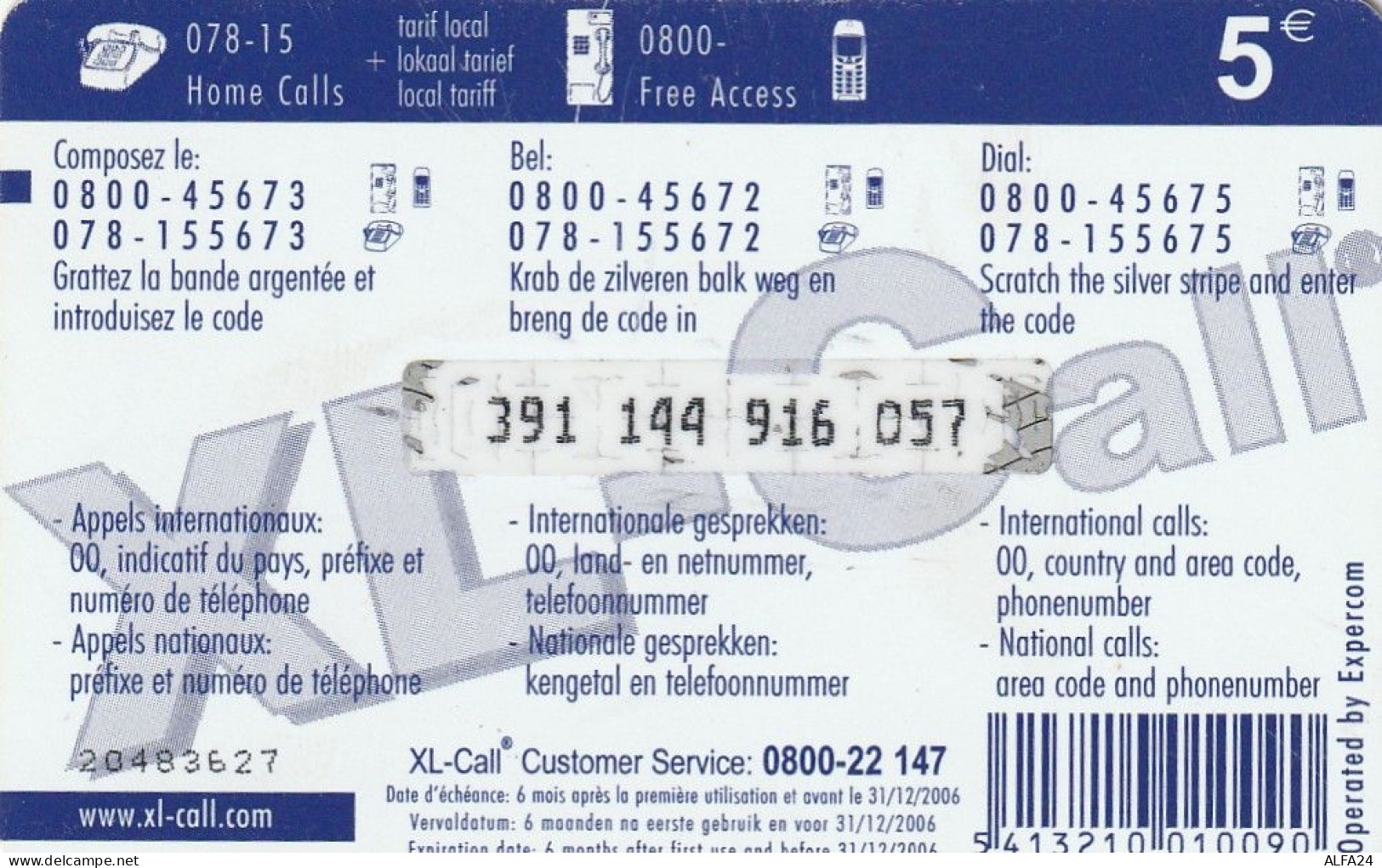 PREPAID PHONE CARD BELGIO  (CV2944 - GSM-Kaarten, Herlaadbaar & Voorafbetaald