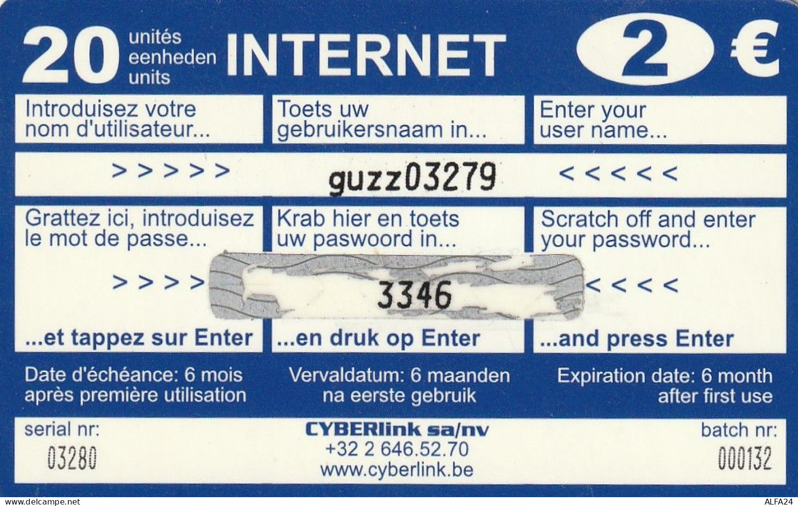 PREPAID PHONE CARD BELGIO  (CV2940 - GSM-Kaarten, Herlaadbaar & Voorafbetaald