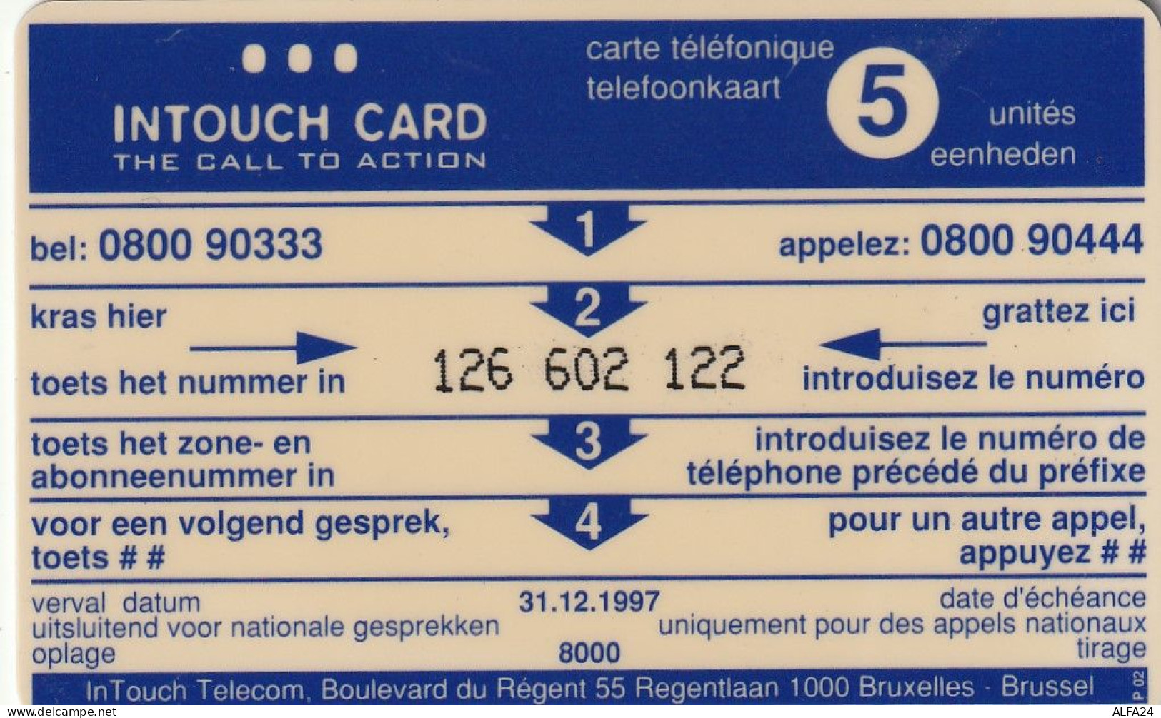 PREPAID PHONE CARD BELGIO  (CV2932 - [2] Tarjetas Móviles, Recargos & Prepagadas