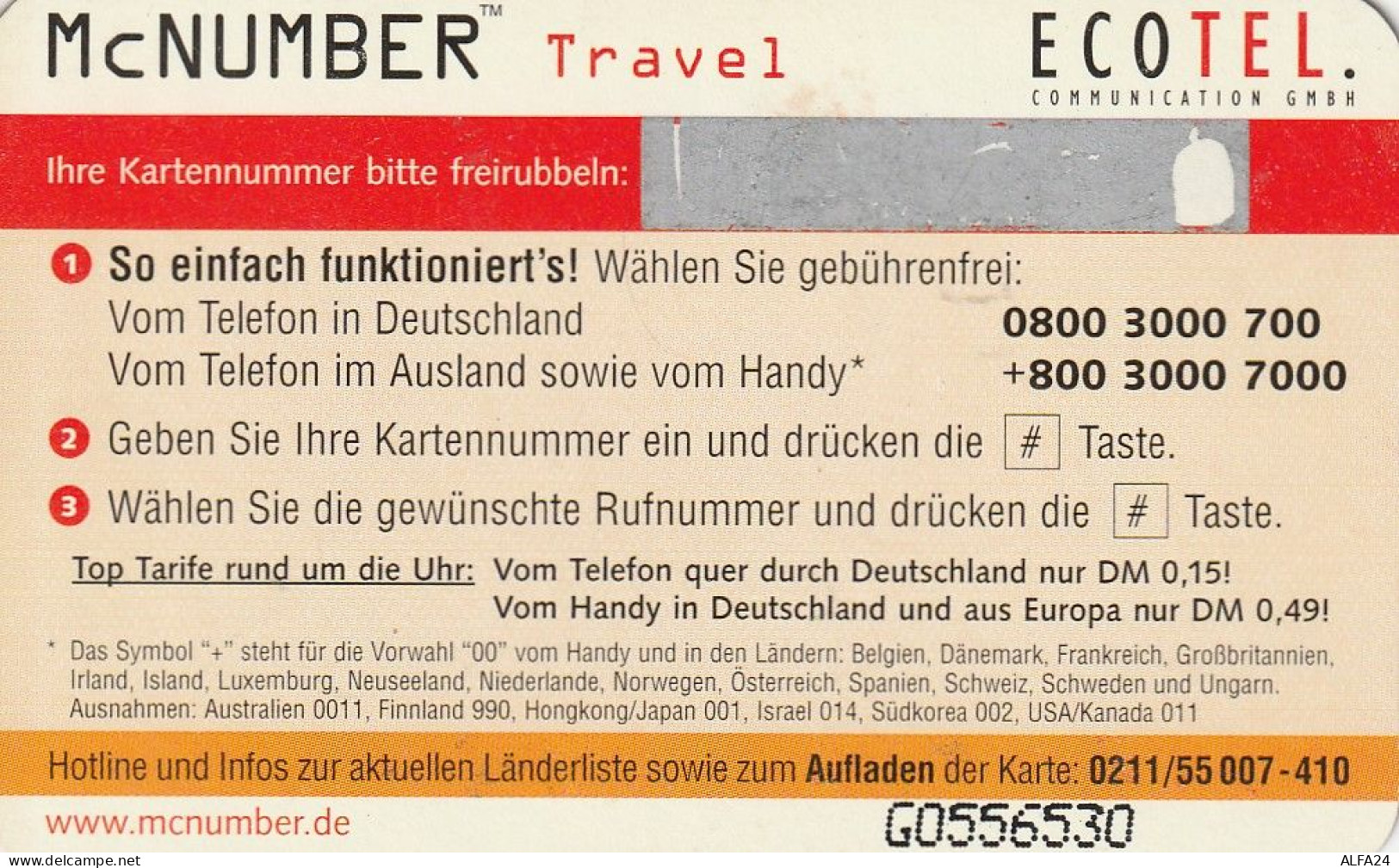 PREPAID PHONE CARD GERMANIA  (CV4701 - GSM, Voorafbetaald & Herlaadbare Kaarten