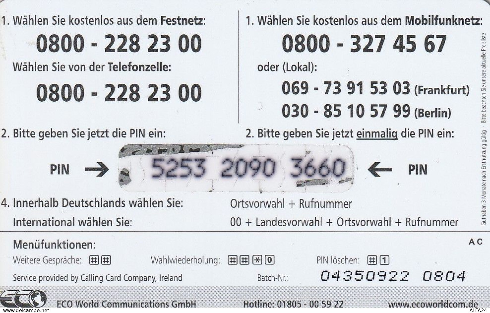 PREPAID PHONE CARD GERMANIA  (CV4699 - Cellulari, Carte Prepagate E Ricariche