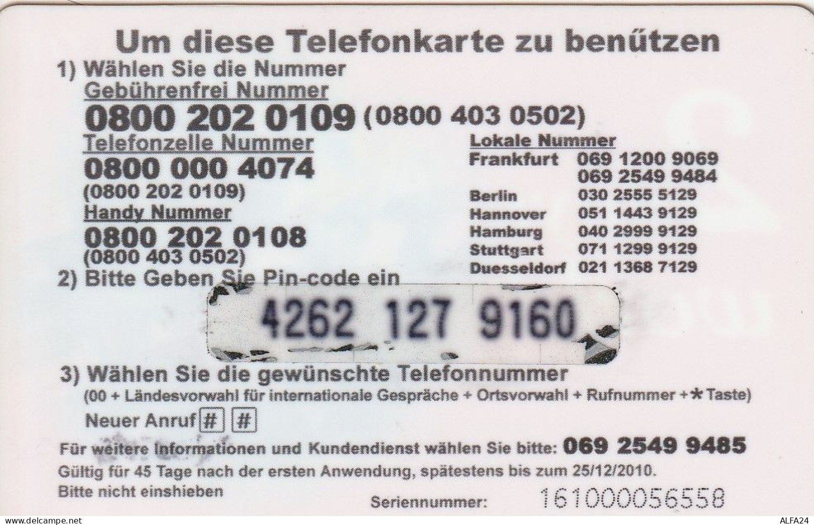 PREPAID PHONE CARD GERMANIA  (CV4693 - [2] Prepaid