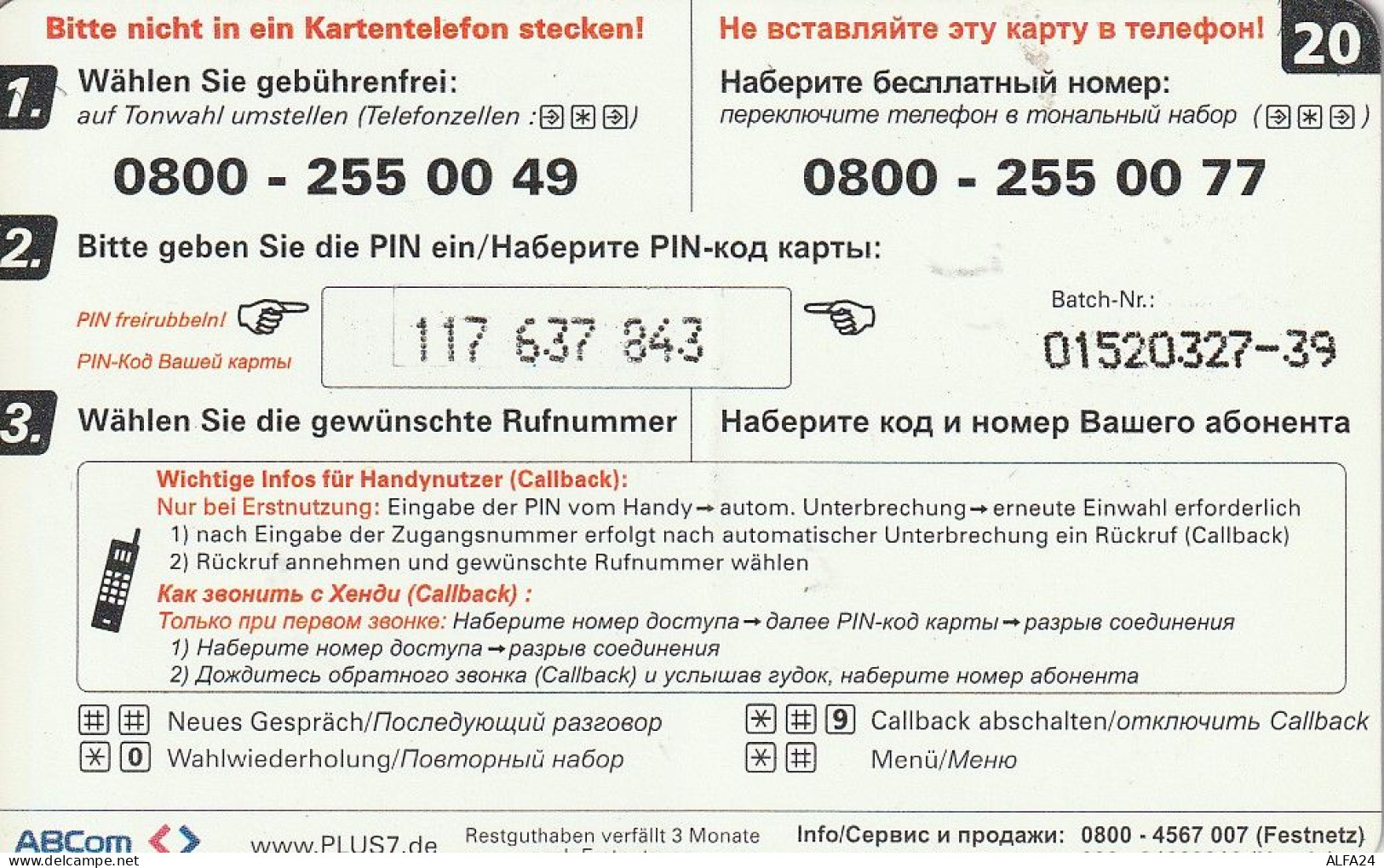 PREPAID PHONE CARD GERMANIA  (CV4685 - GSM, Voorafbetaald & Herlaadbare Kaarten