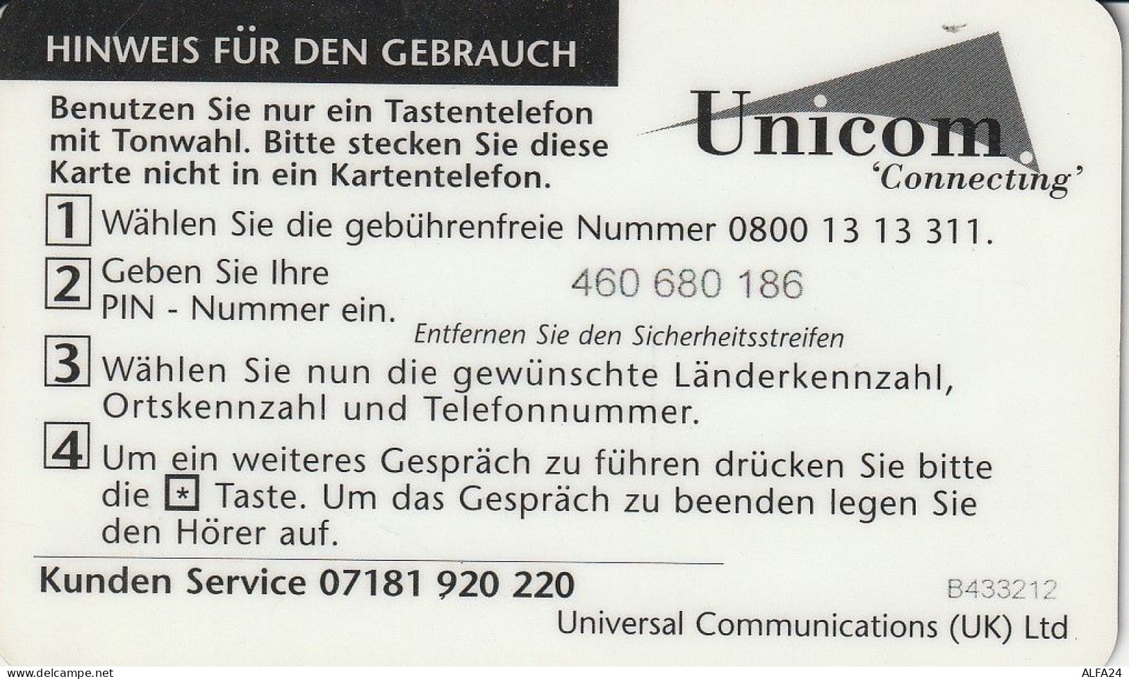 PREPAID PHONE CARD GERMANIA  (CV4673 - [2] Mobile Phones, Refills And Prepaid Cards
