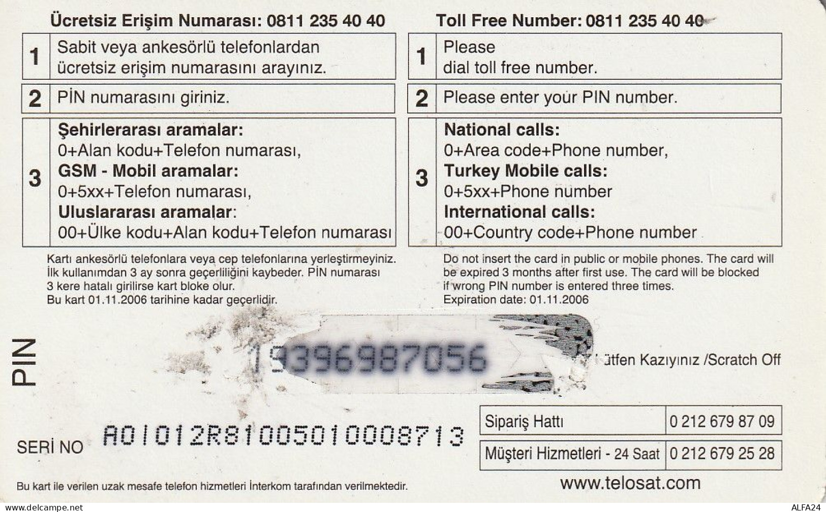 PREPAID PHONE CARD TURCHIA  (CV4665 - Turkey