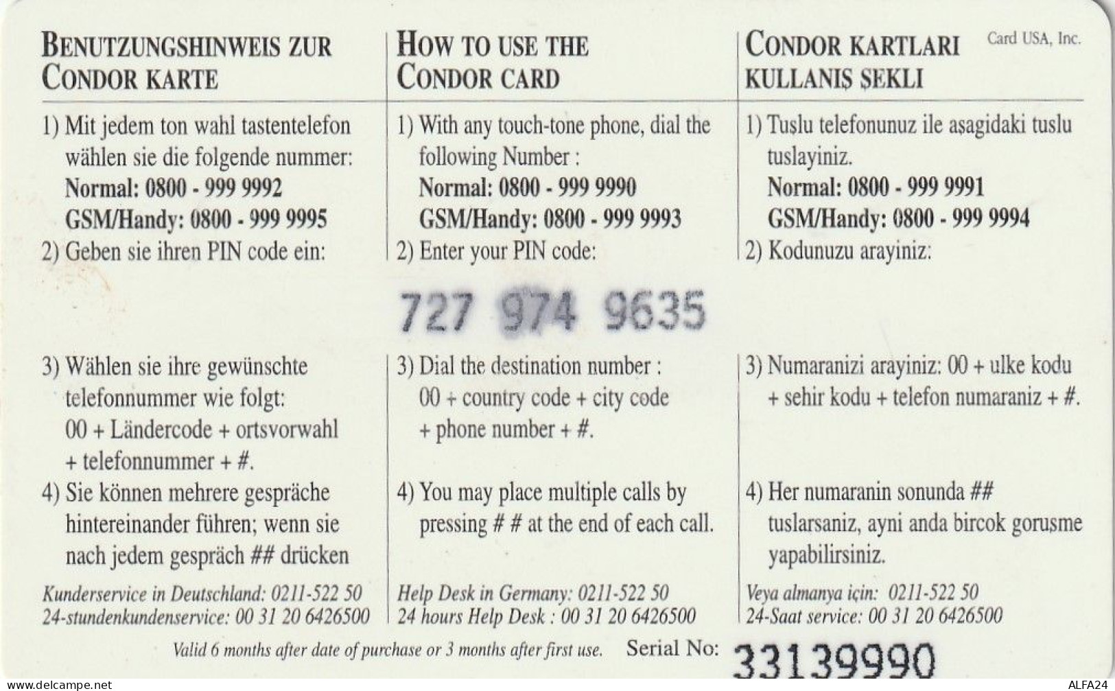 PREPAID PHONE CARD GERMANIA  (CV4672 - [2] Móviles Tarjetas Prepagadas & Recargos