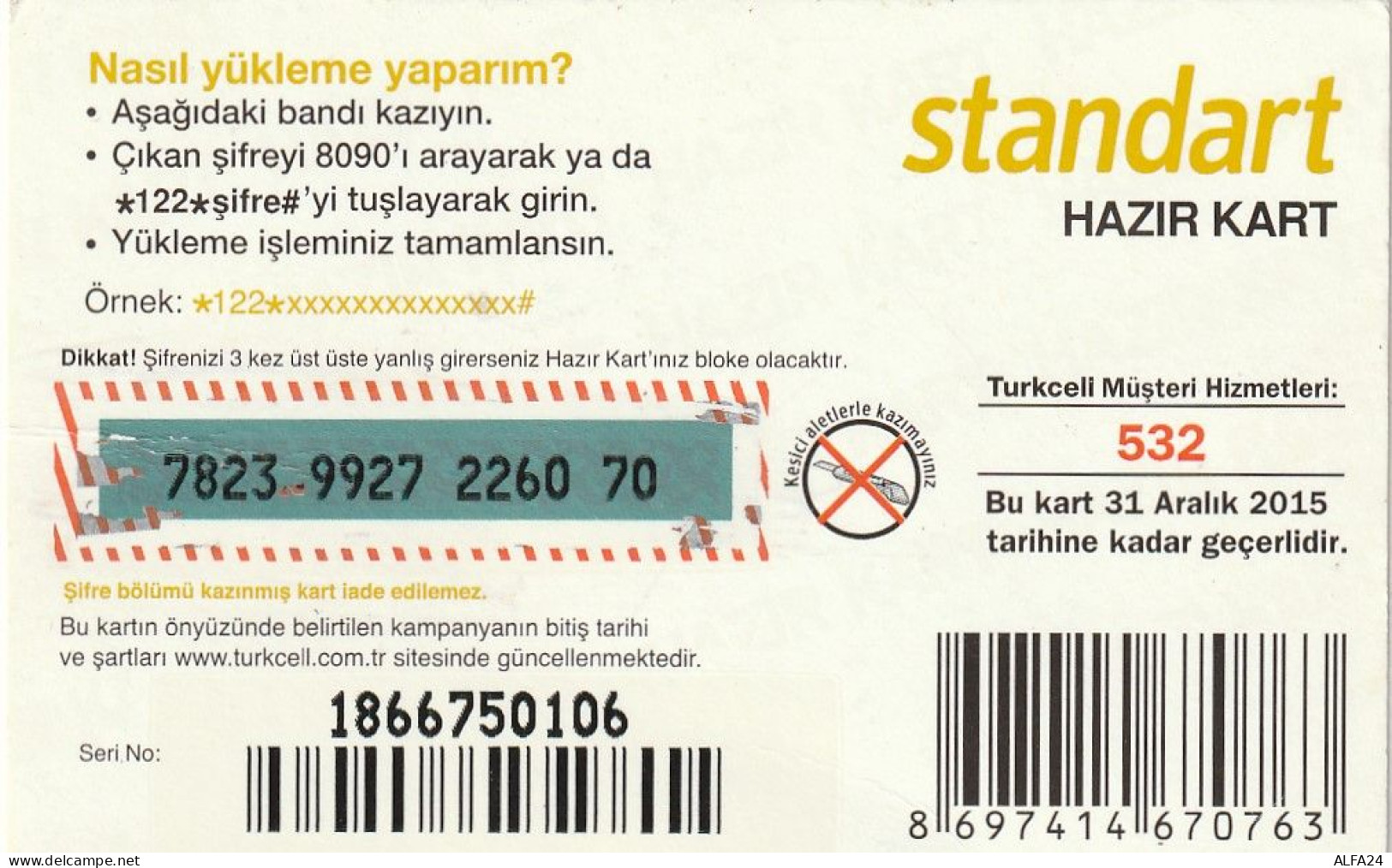 PREPAID PHONE CARD TURCHIA  (CV4660 - Turquie