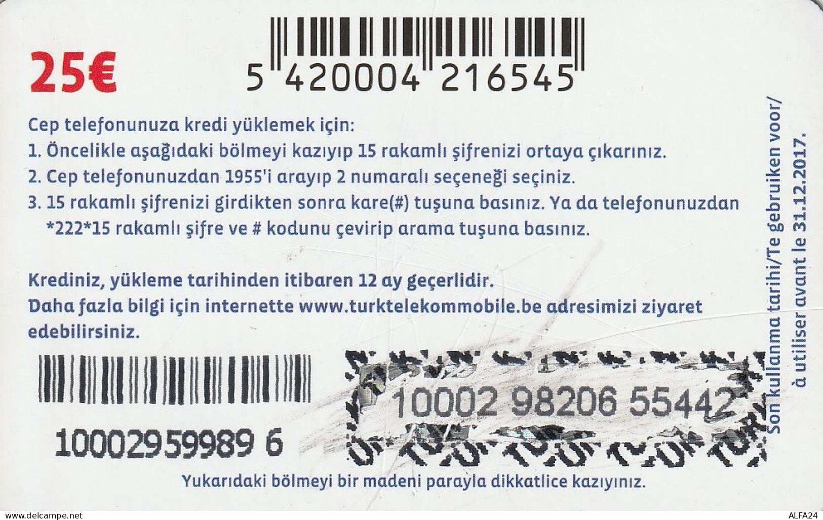 PREPAID PHONE CARD TURCHIA  (CV4659 - Turquie