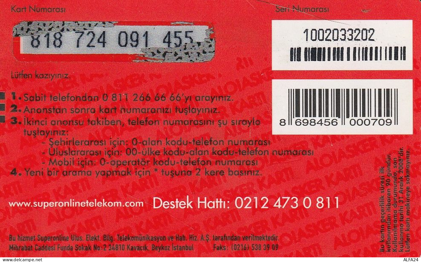 PREPAID PHONE CARD TURCHIA  (CV4657 - Turkije