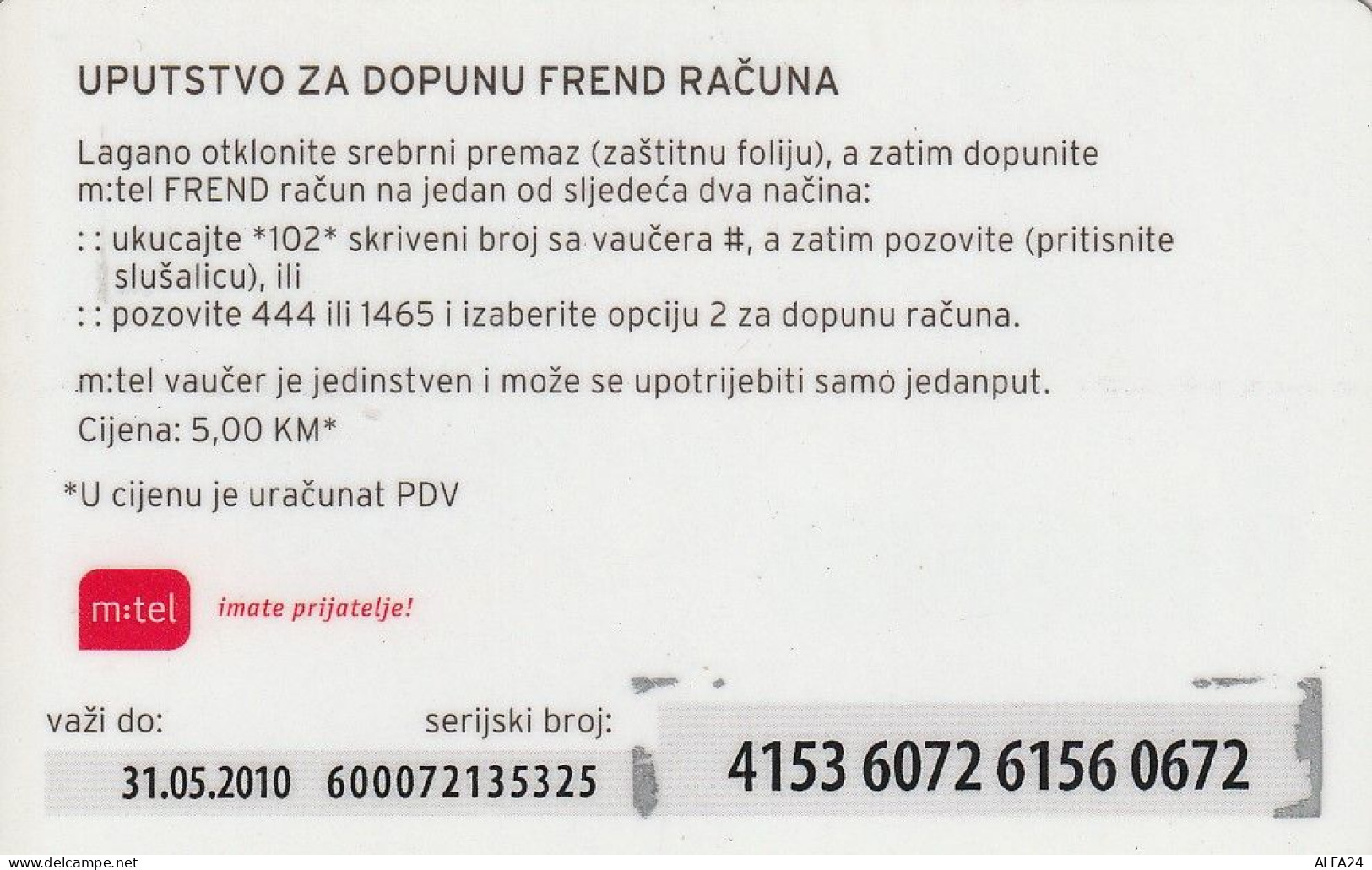 PREPAID PHONE CARD BOSNIA ERZEGOVINA  (CV4655 - Bosnie