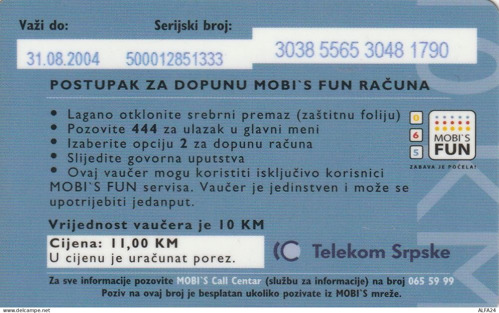 PREPAID PHONE CARD BOSNIA ERZEGOVINA  (CV4645 - Bosnien