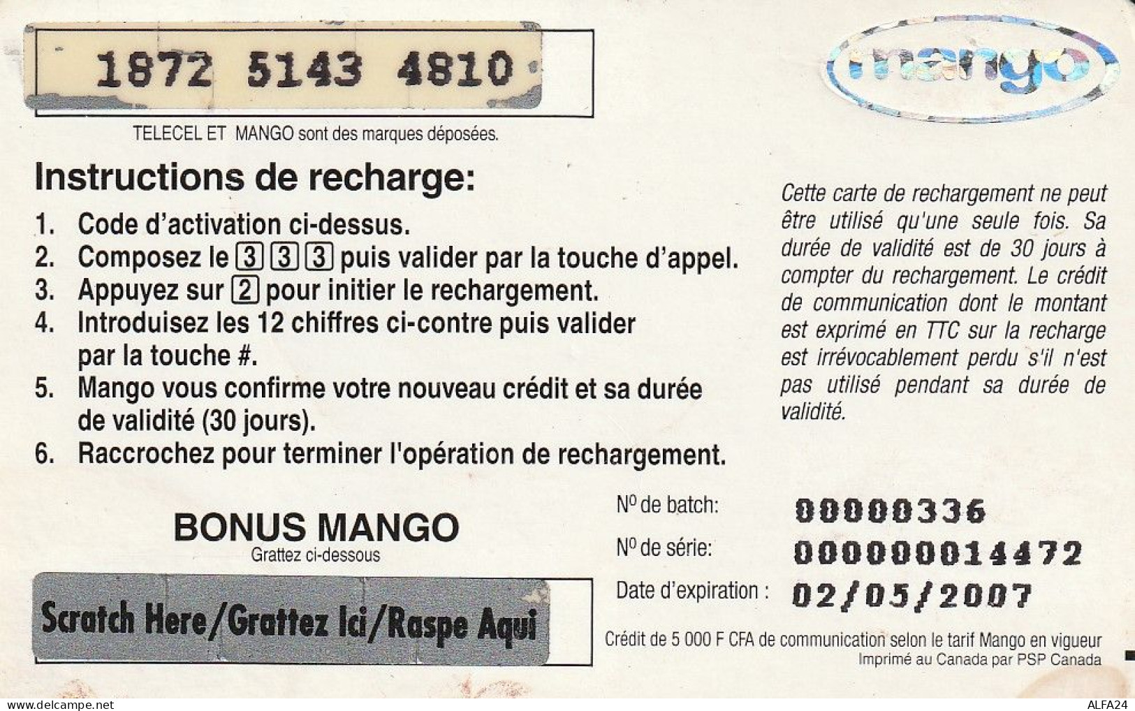 PREPAID PHONE CARD BURKINA FASO  (CV4530 - Burkina Faso