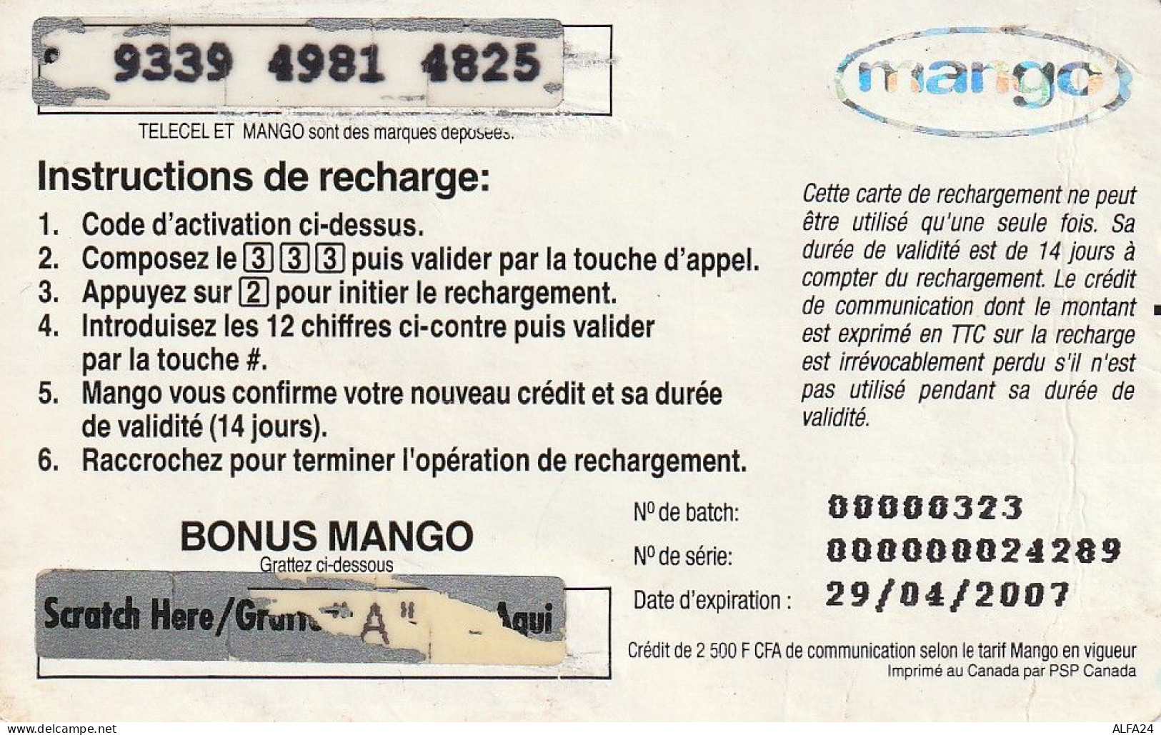 PREPAID PHONE CARD BURKINA FASO  (CV4529 - Burkina Faso