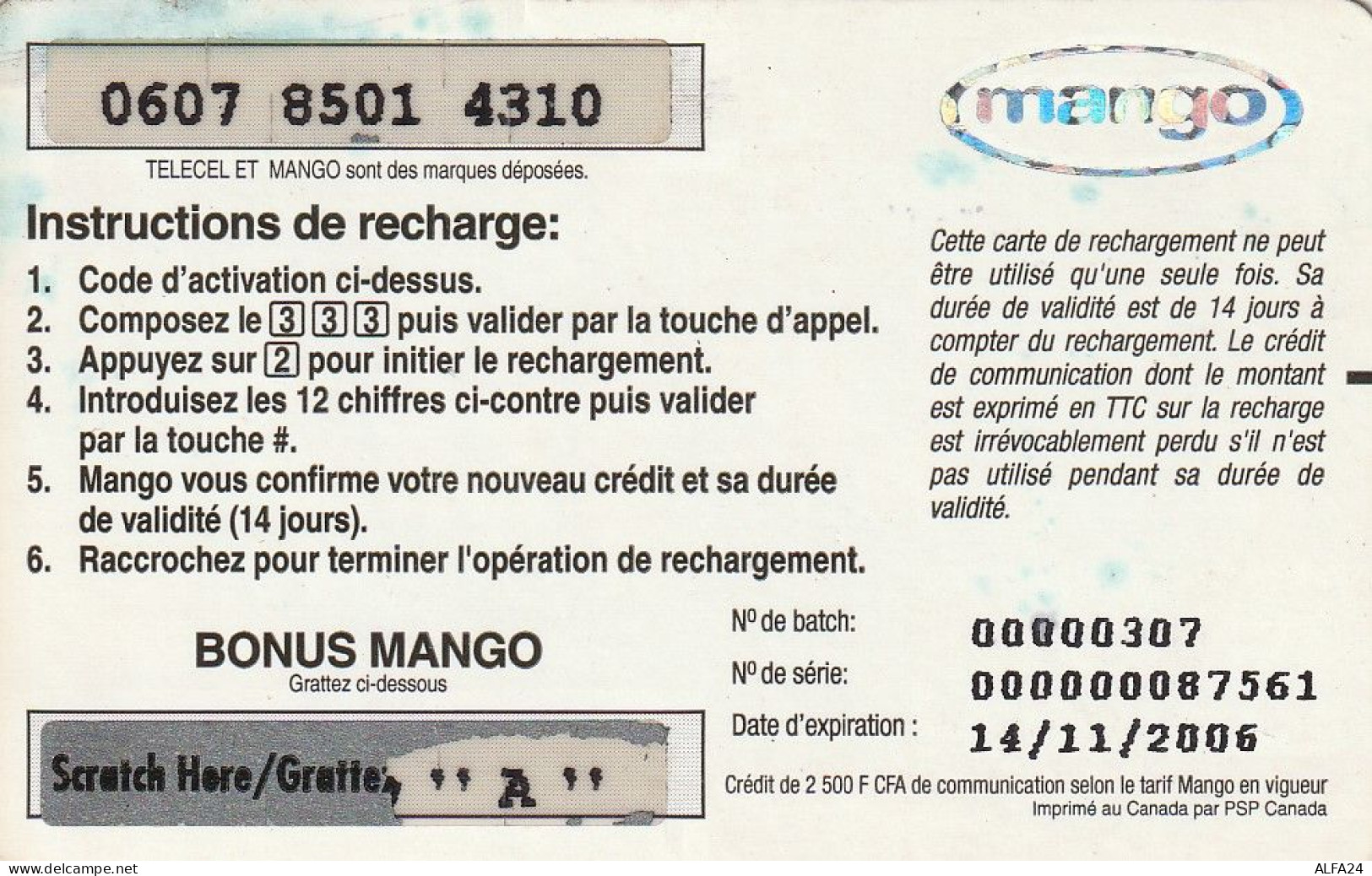 PREPAID PHONE CARD BURKINA FASO  (CV4523 - Burkina Faso