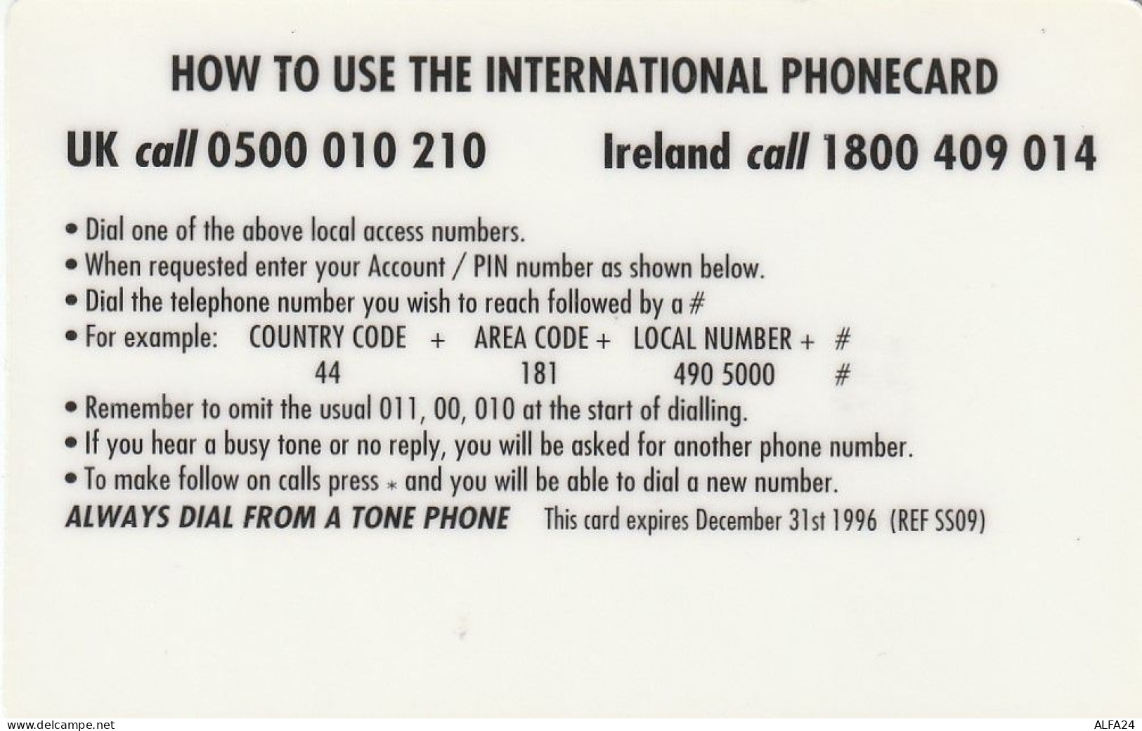 PREPAID PHONE CARD UK  (CV4400 - BT Kaarten Voor Hele Wereld (Vooraf Betaald)