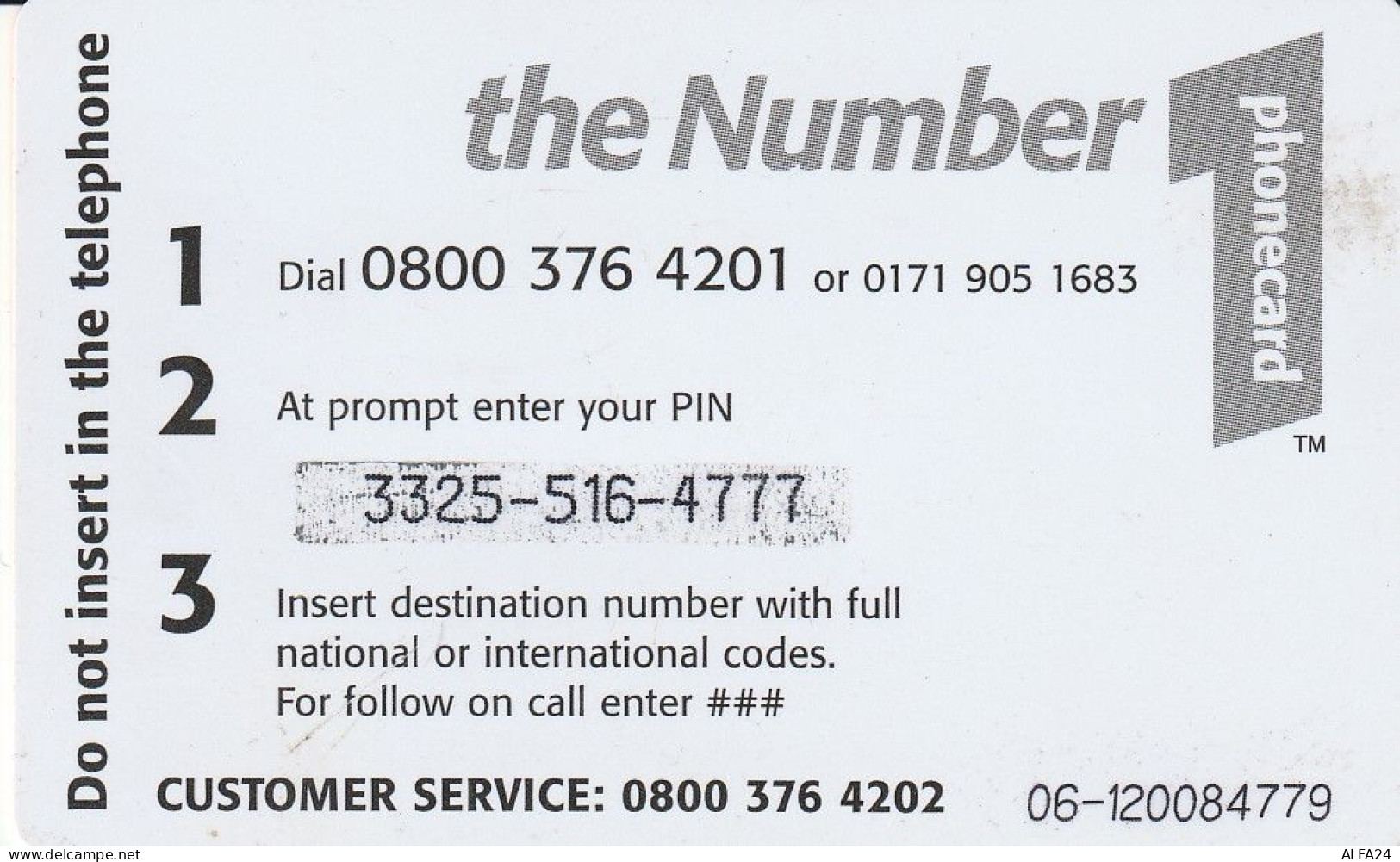 PREPAID PHONE CARD UK  (CV4394 - BT Cartes Mondiales (Prépayées)