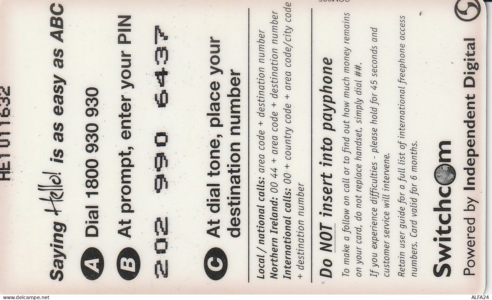 PREPAID PHONE CARD UK  (CV4369 - BT Schede Mondiali (Prepagate)