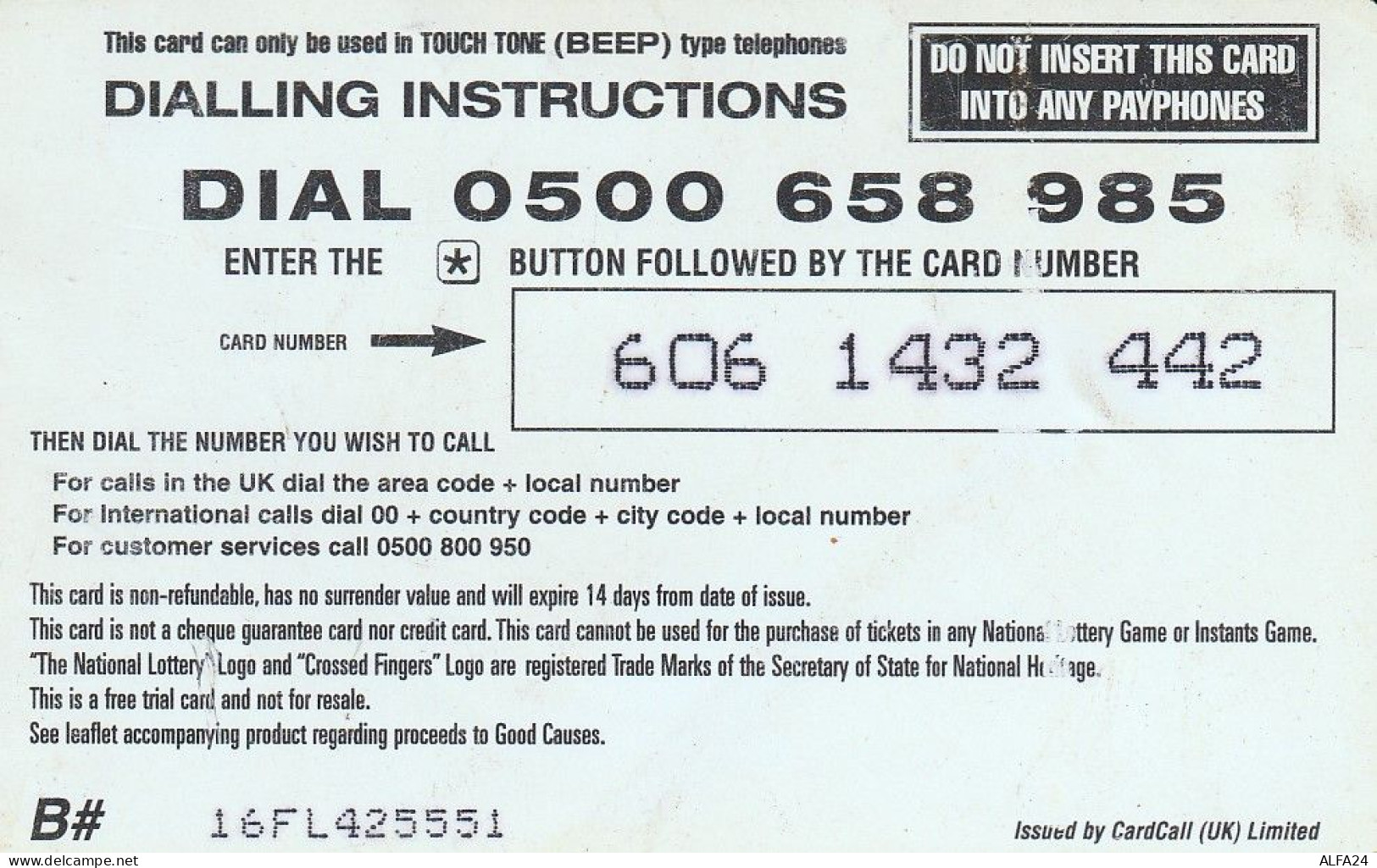 PREPAID PHONE CARD UK  (CV4370 - BT Cartes Mondiales (Prépayées)