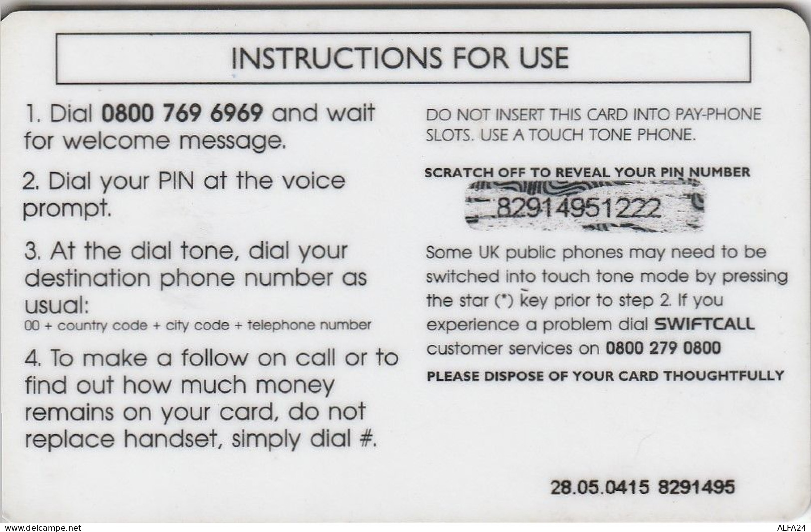 PREPAID PHONE CARD UK  (CV4365 - BT Cartes Mondiales (Prépayées)