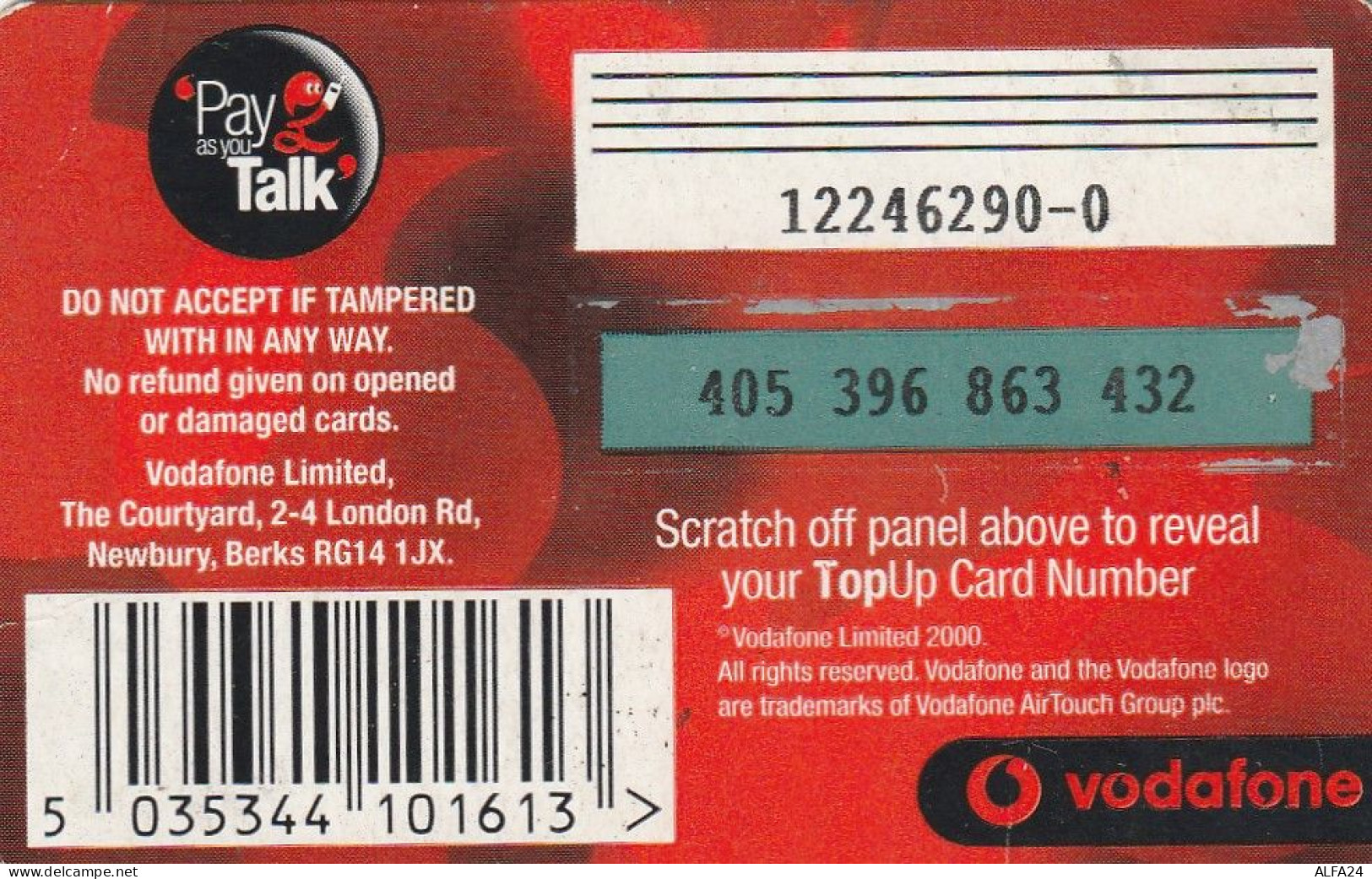 PREPAID PHONE CARD UK VODAFONE (CV4348 - BT Global Cards (Prepaid)