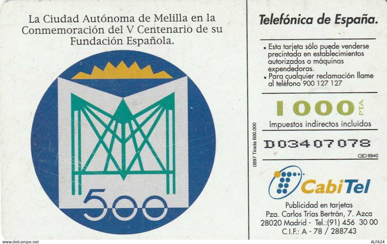 PHONE CARD SPAGNA  (CV6548 - Emisiones Básicas