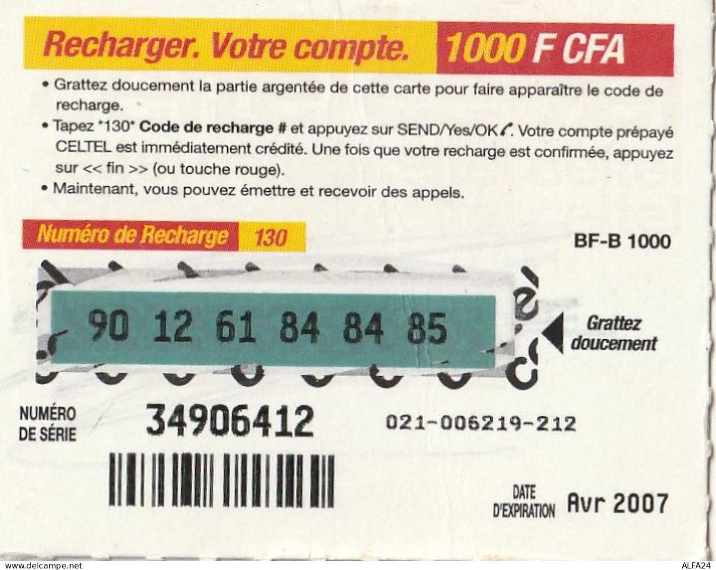 PREPAID PHONE CARD BURKINA FASO  (CV6482 - Burkina Faso