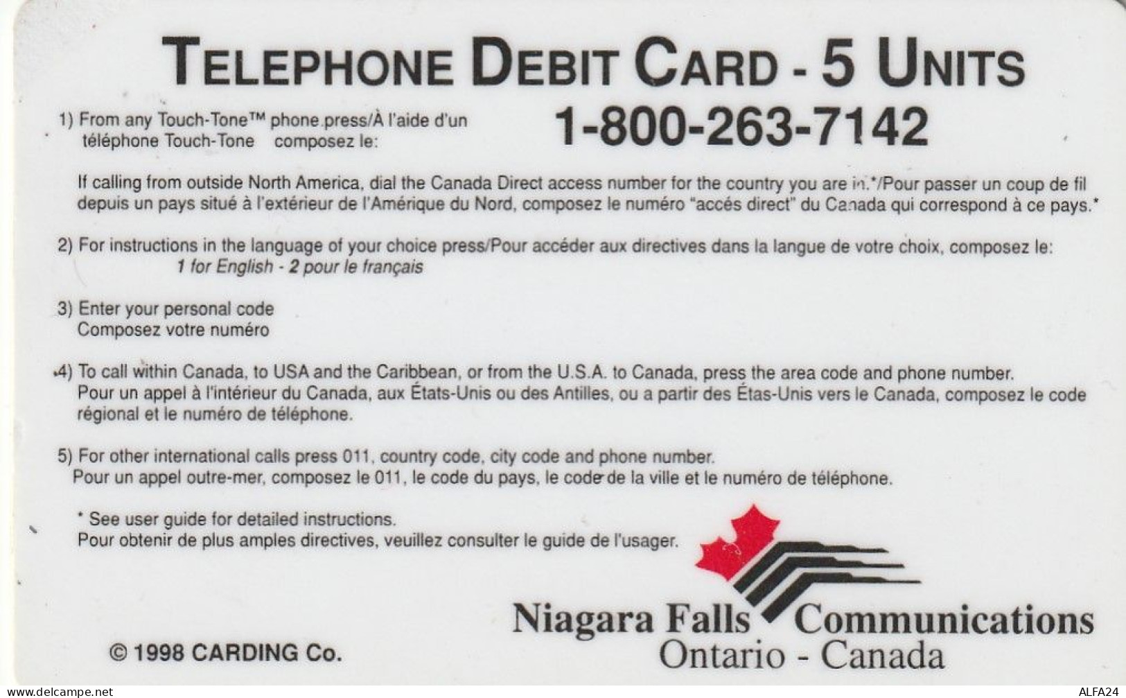 PREPAID PHONE CARD CANADA COCA COLA (CV6230 - Canada