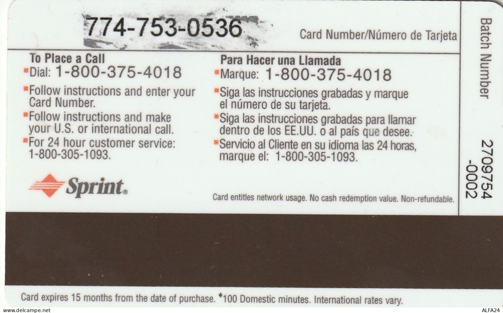 PREPAID PHONE CARD STATI UNITI SPRINT (CV6236 - Sprint