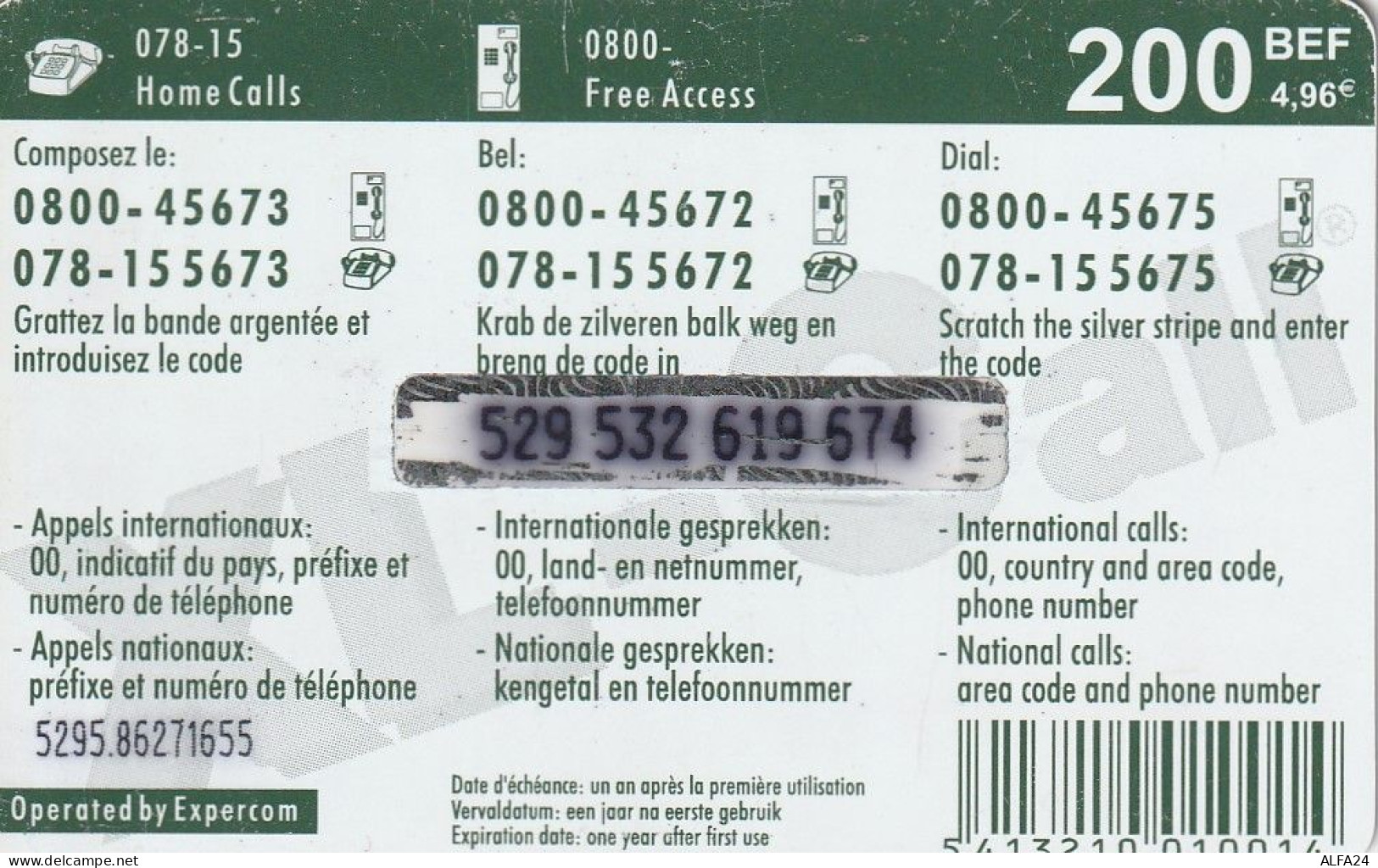 PREPAID PHONE CARD BELGIO  (CV6059 - [2] Tarjetas Móviles, Recargos & Prepagadas