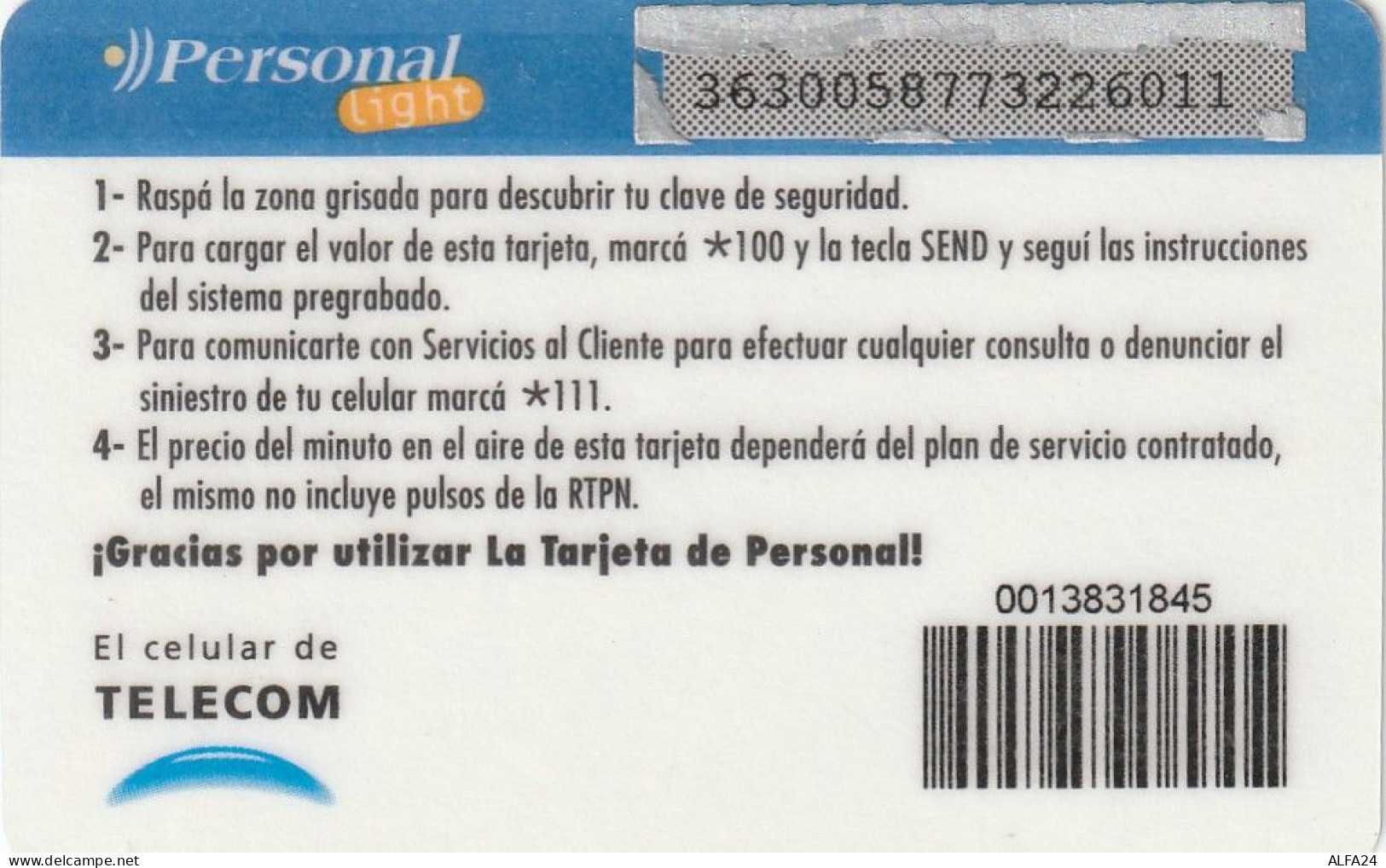 PREPAID PHONE CARD ARGENTINA  (CV4196 - Argentina