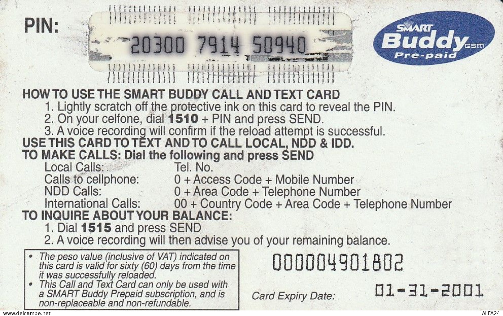 PREPAID PHONE CARD FILIPPINE  (CV3226 - Filipinas