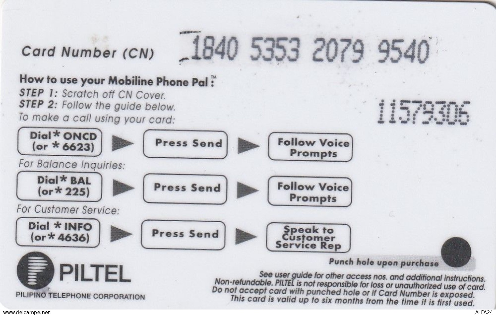 PREPAID PHONE CARD FILIPPINE  (CV3223 - Philippines