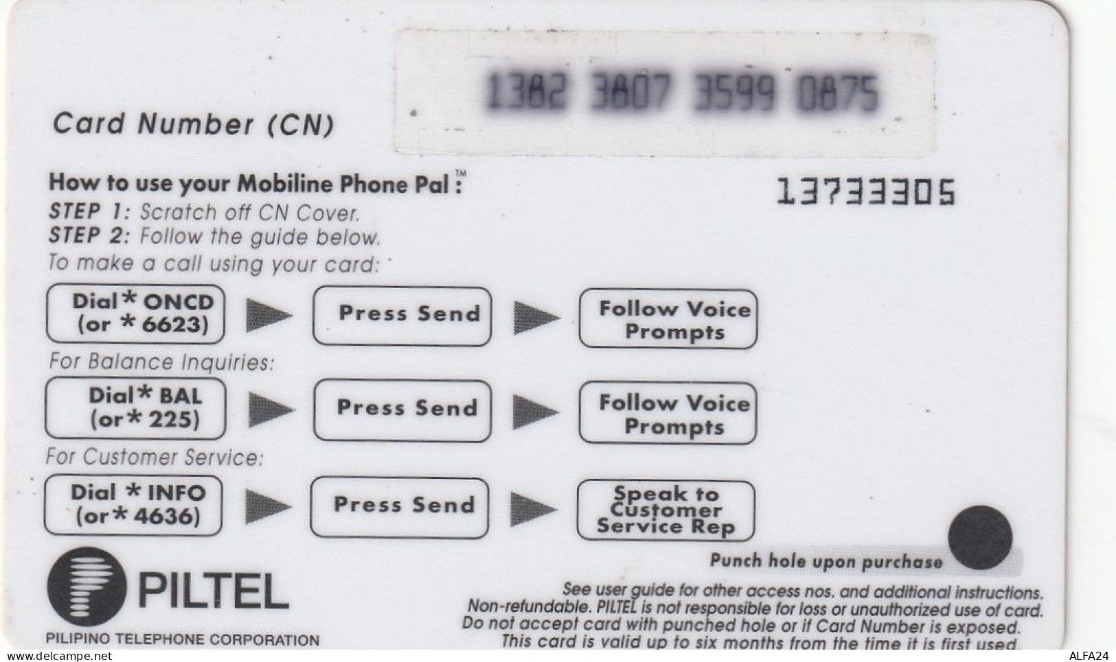 PREPAID PHONE CARD FILIPPINE  (CV3222 - Philippines