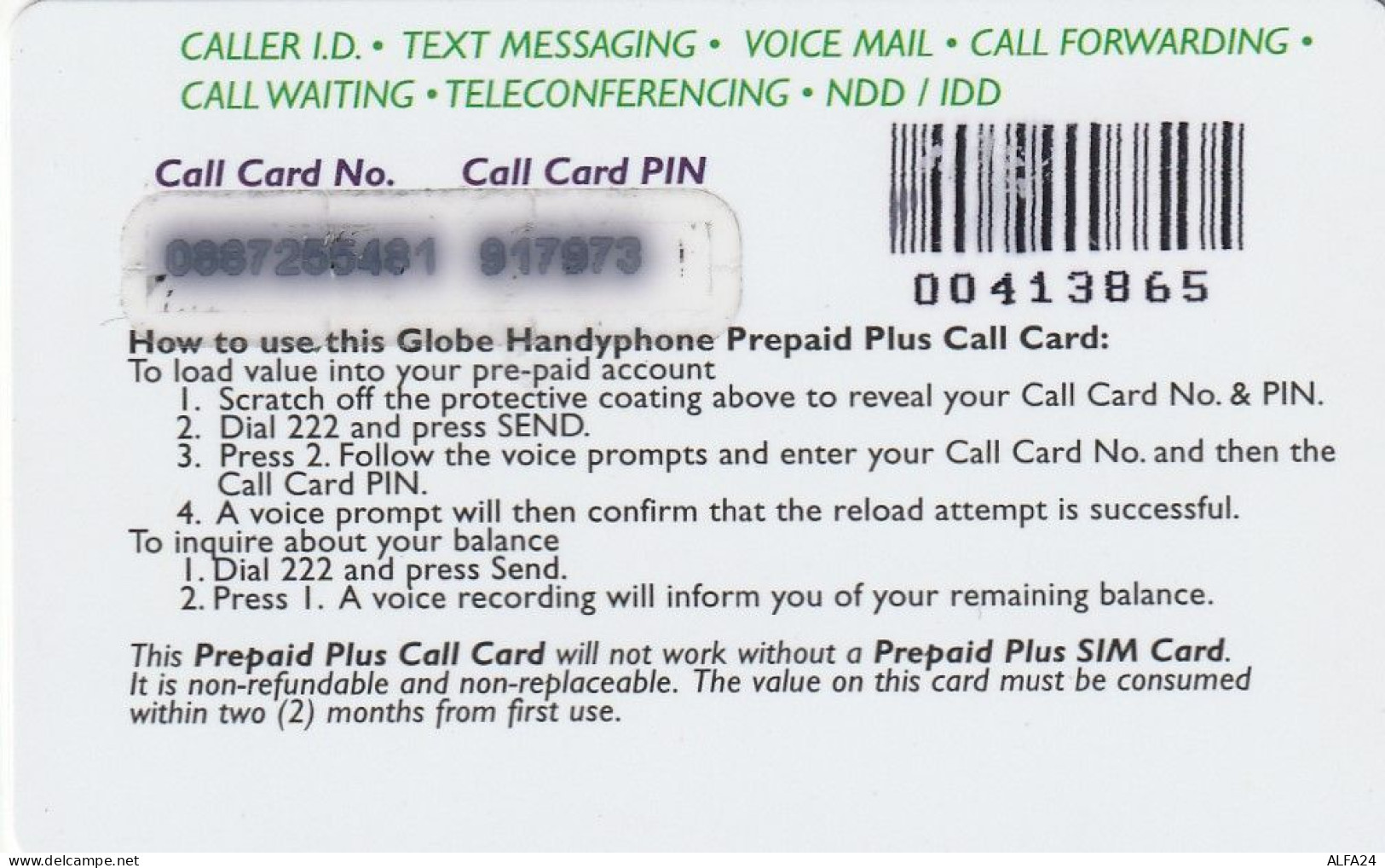 PREPAID PHONE CARD FILIPPINE  (CV3211 - Filipinas