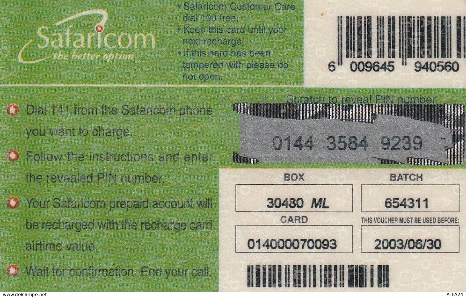 PREPAID PHONE CARD KENIA  (CV3097 - Kenia