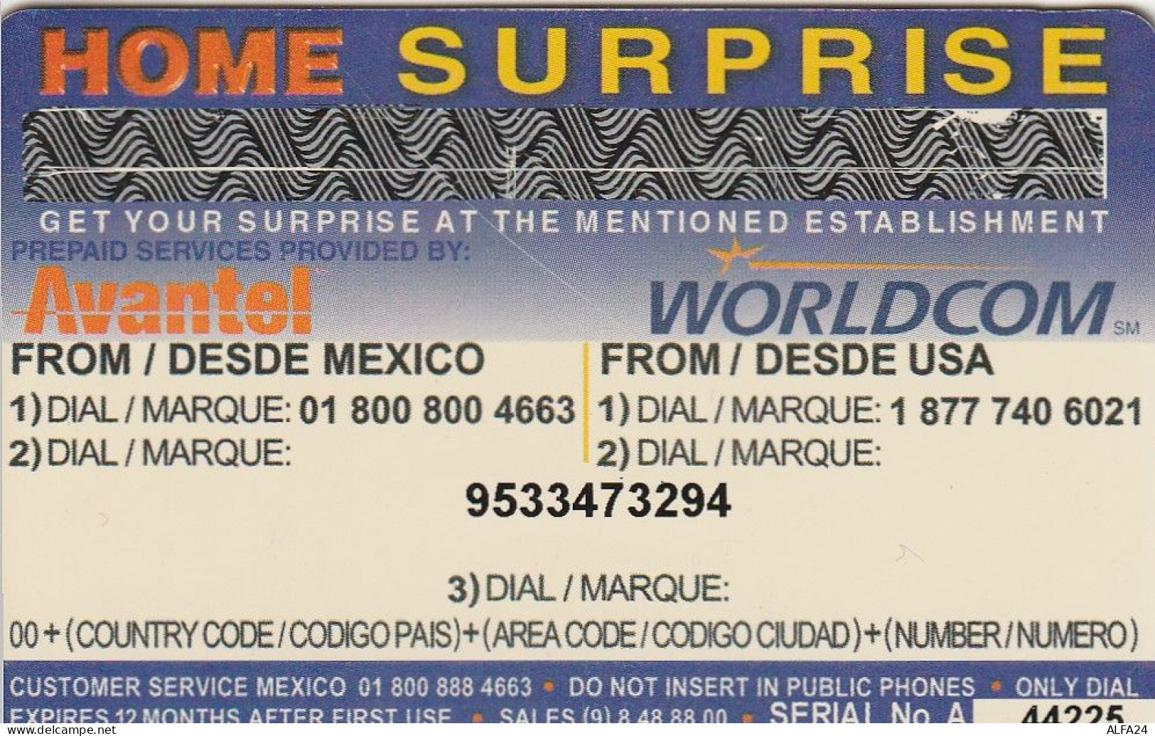 PREPAID PHONE CARD MESSICO  (CV3075 - Mexique