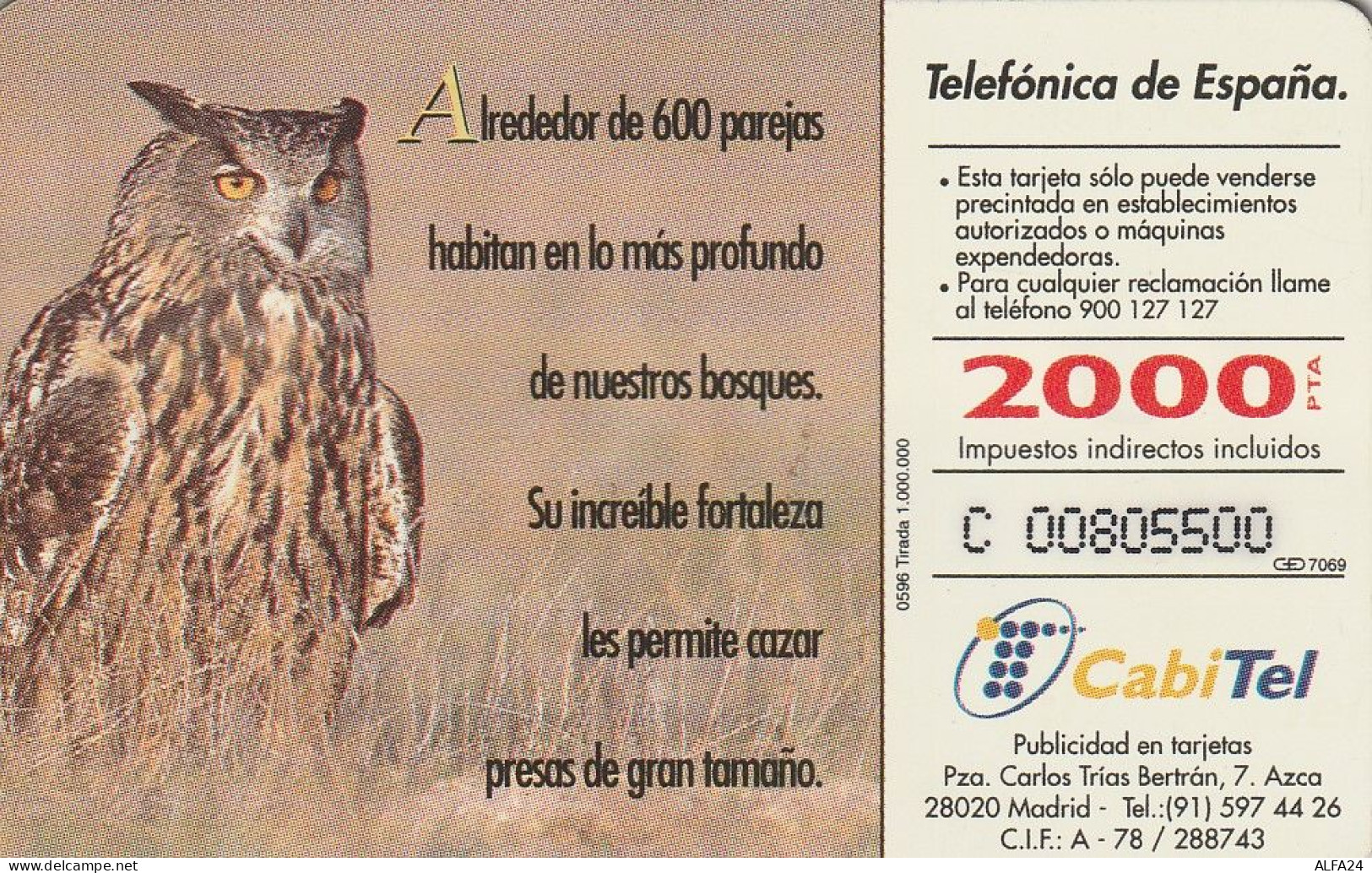 PHONE CARD SPAGNA FAUNA IBERICA  (CV6937 - Emissioni Di Base