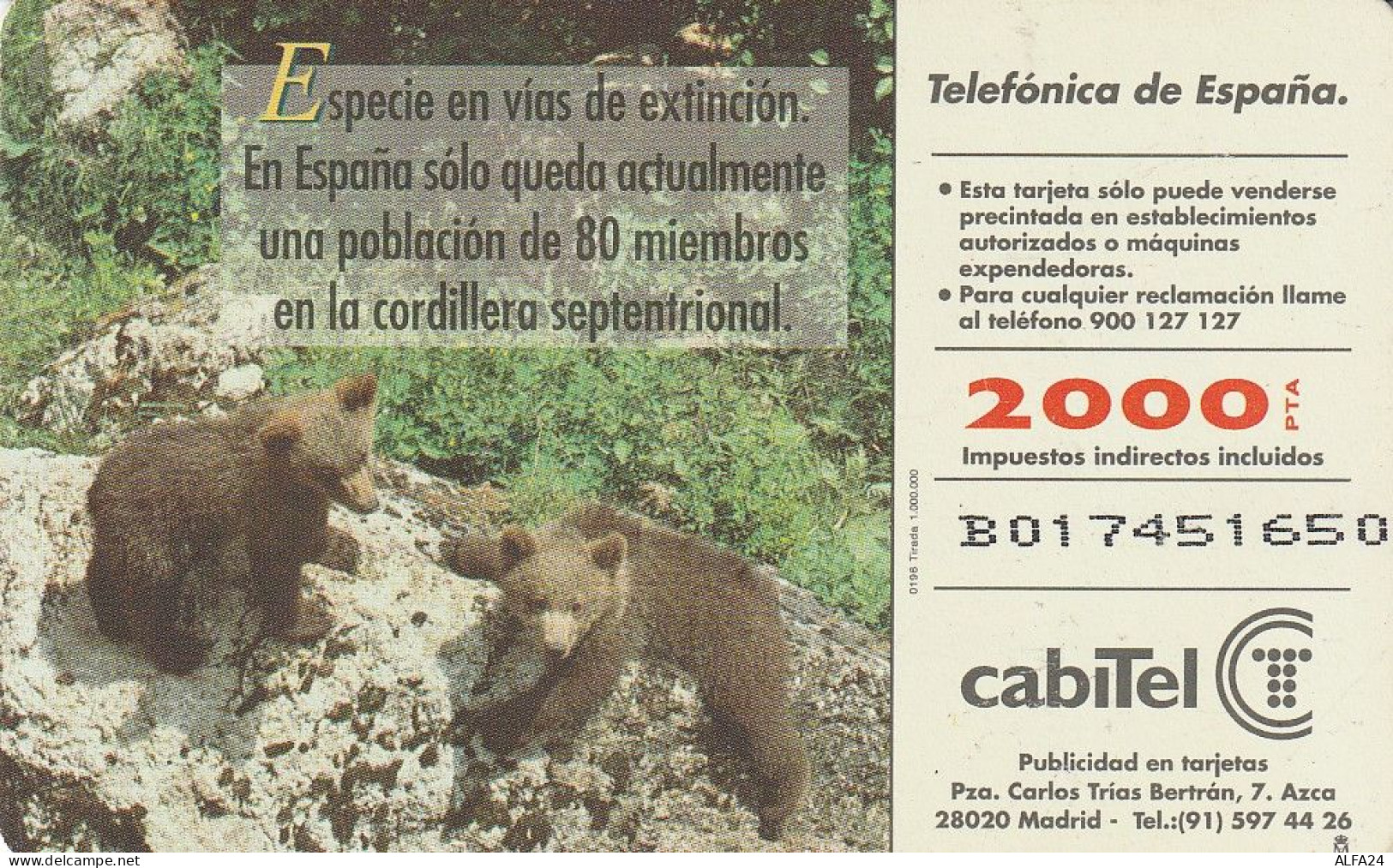 PHONE CARD SPAGNA FAUNA IBERICA  (CV6918 - Basisuitgaven